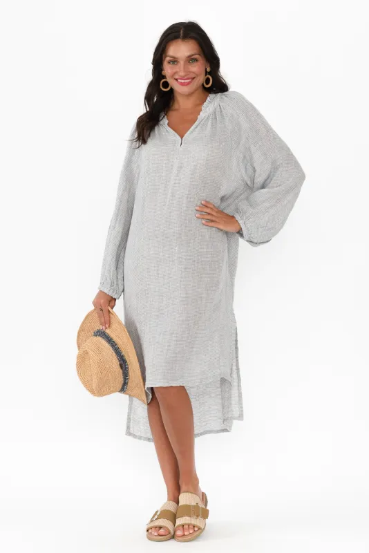 Sierra Light Blue Stripe Linen Dress sold by Blue Bungalow