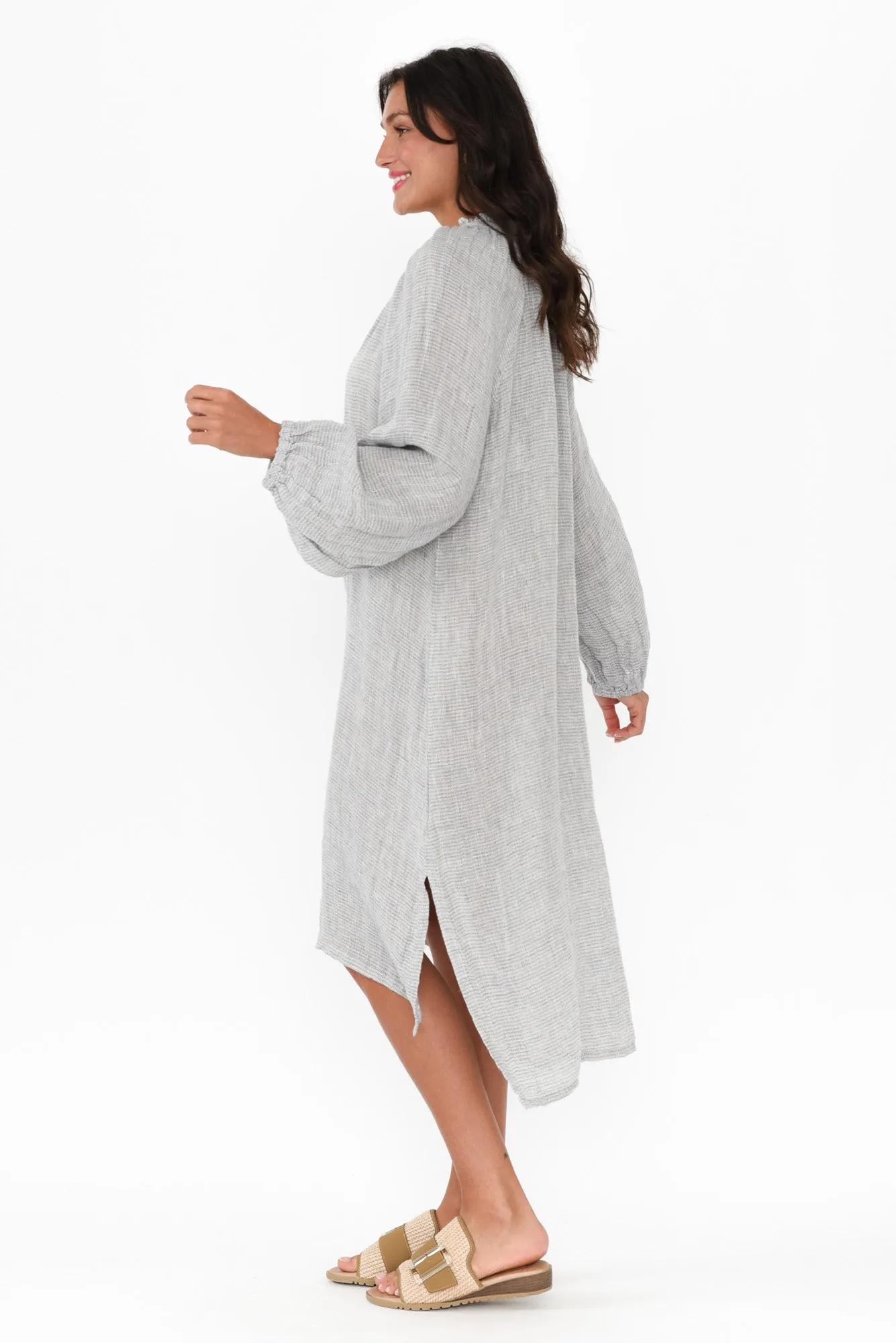 Sierra Light Blue Stripe Linen Dress sold by Blue Bungalow product image thumbnail 3