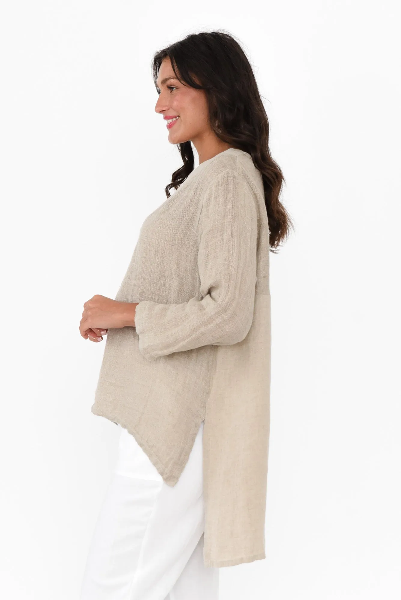 Ofi Natural Linen Tunic Top sold by Blue Bungalow product image thumbnail 3