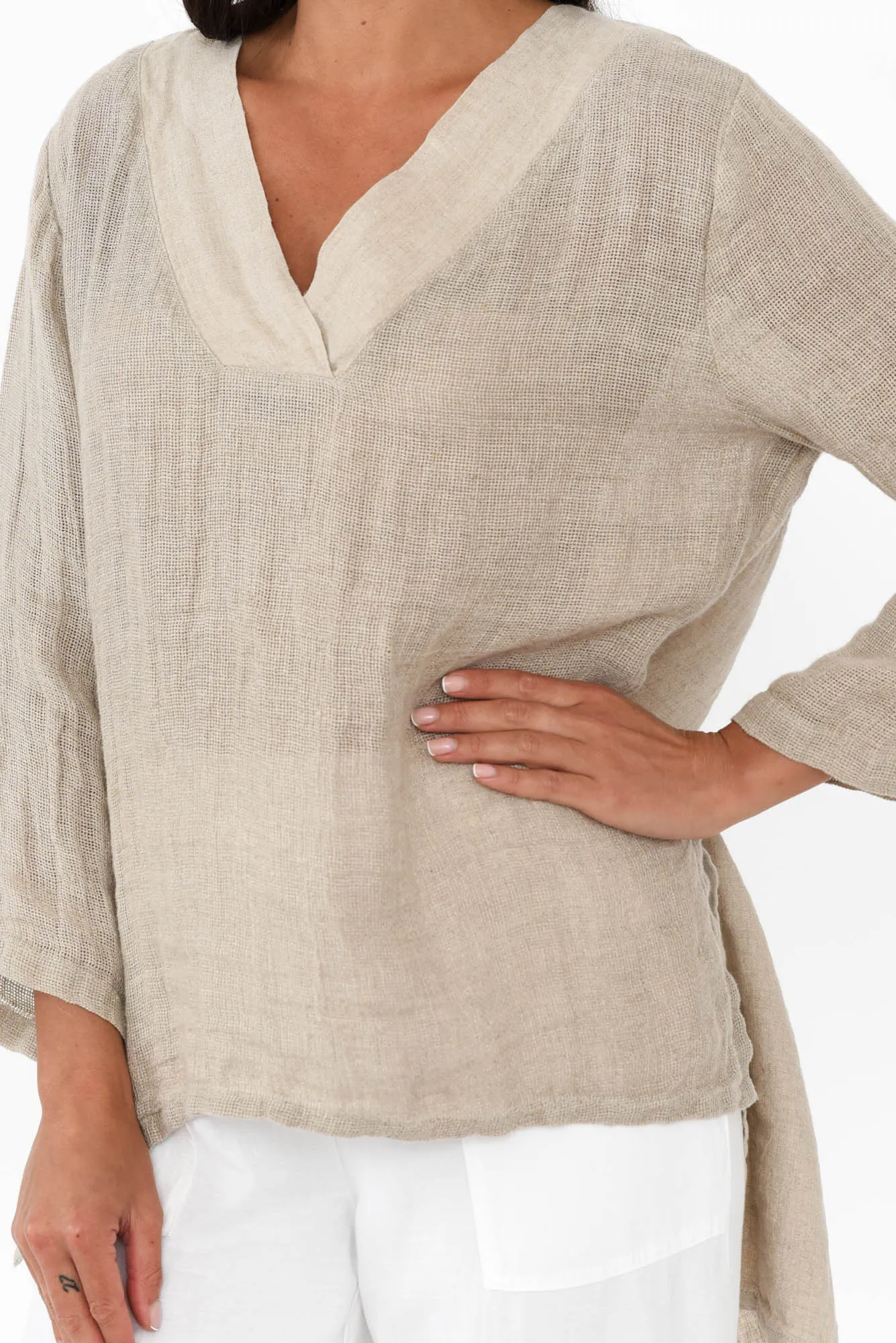 Ofi Natural Linen Tunic Top sold by Blue Bungalow product image thumbnail 5