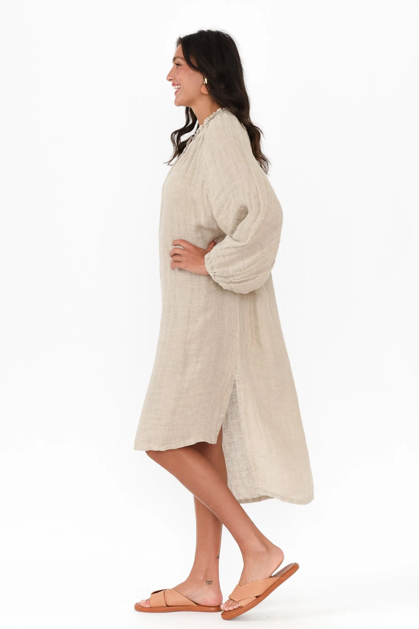 Sierra Natural Linen Midi Dress sold by Blue Bungalow product image thumbnail 4