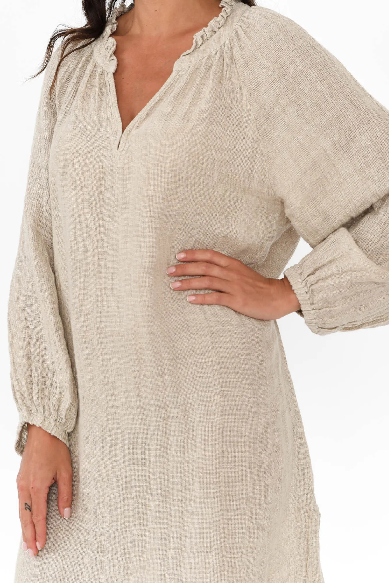 Sierra Natural Linen Midi Dress sold by Blue Bungalow product image thumbnail 5