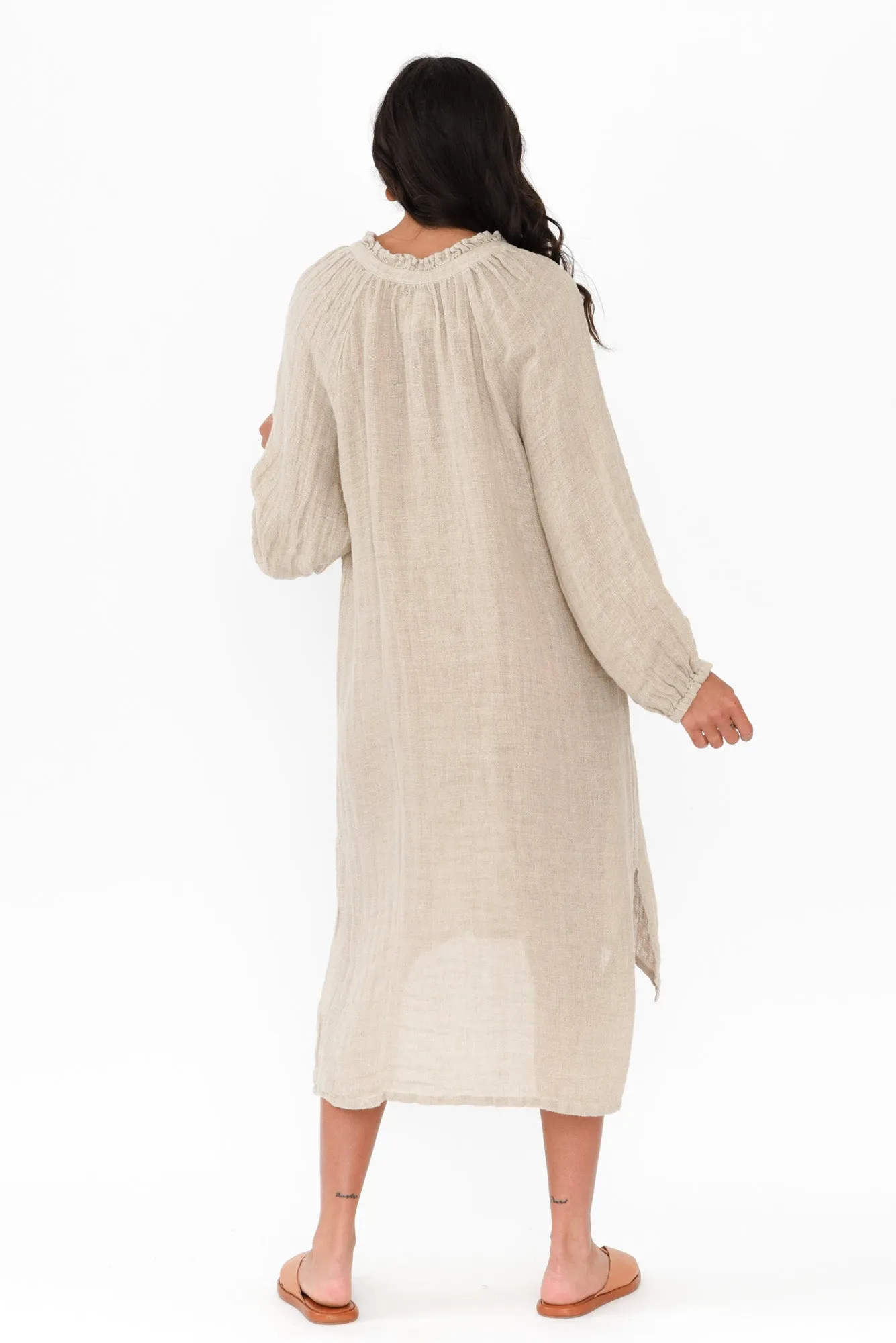 Sierra Natural Linen Midi Dress sold by Blue Bungalow product image thumbnail 3