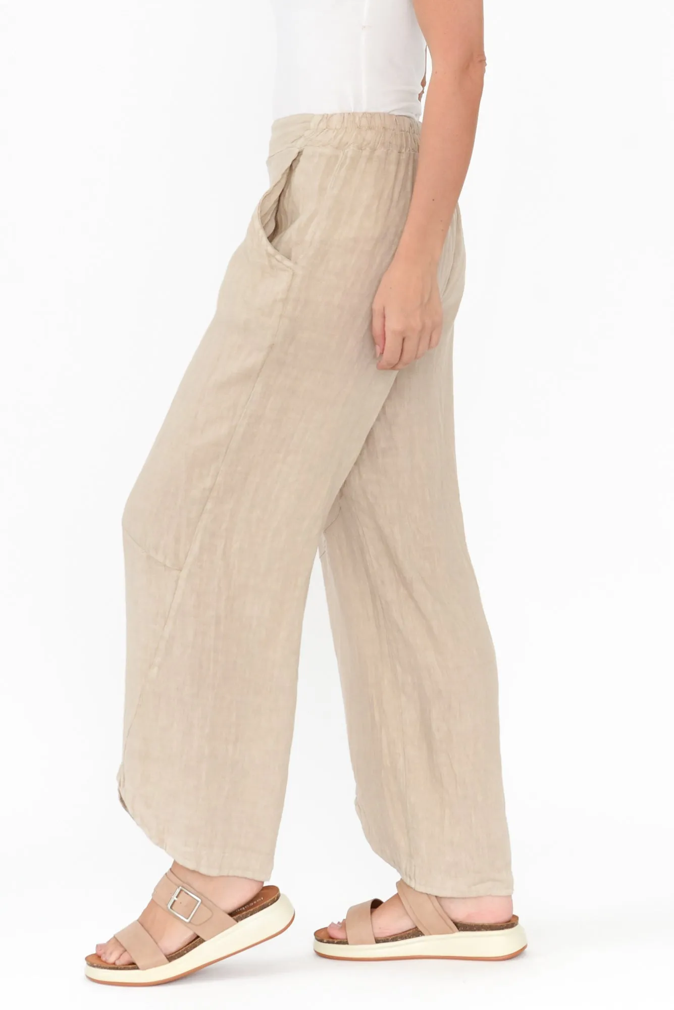 Boston Beige Linen Pocket Pants sold by Blue Bungalow product image thumbnail 3
