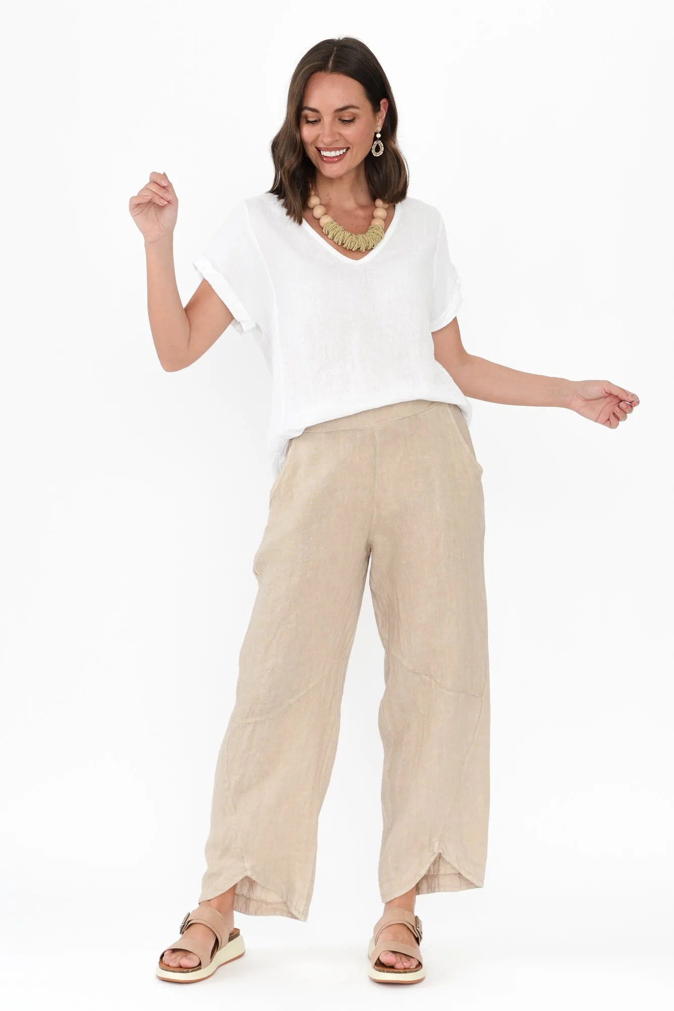 Boston Beige Linen Pocket Pants sold by Blue Bungalow product image thumbnail 2