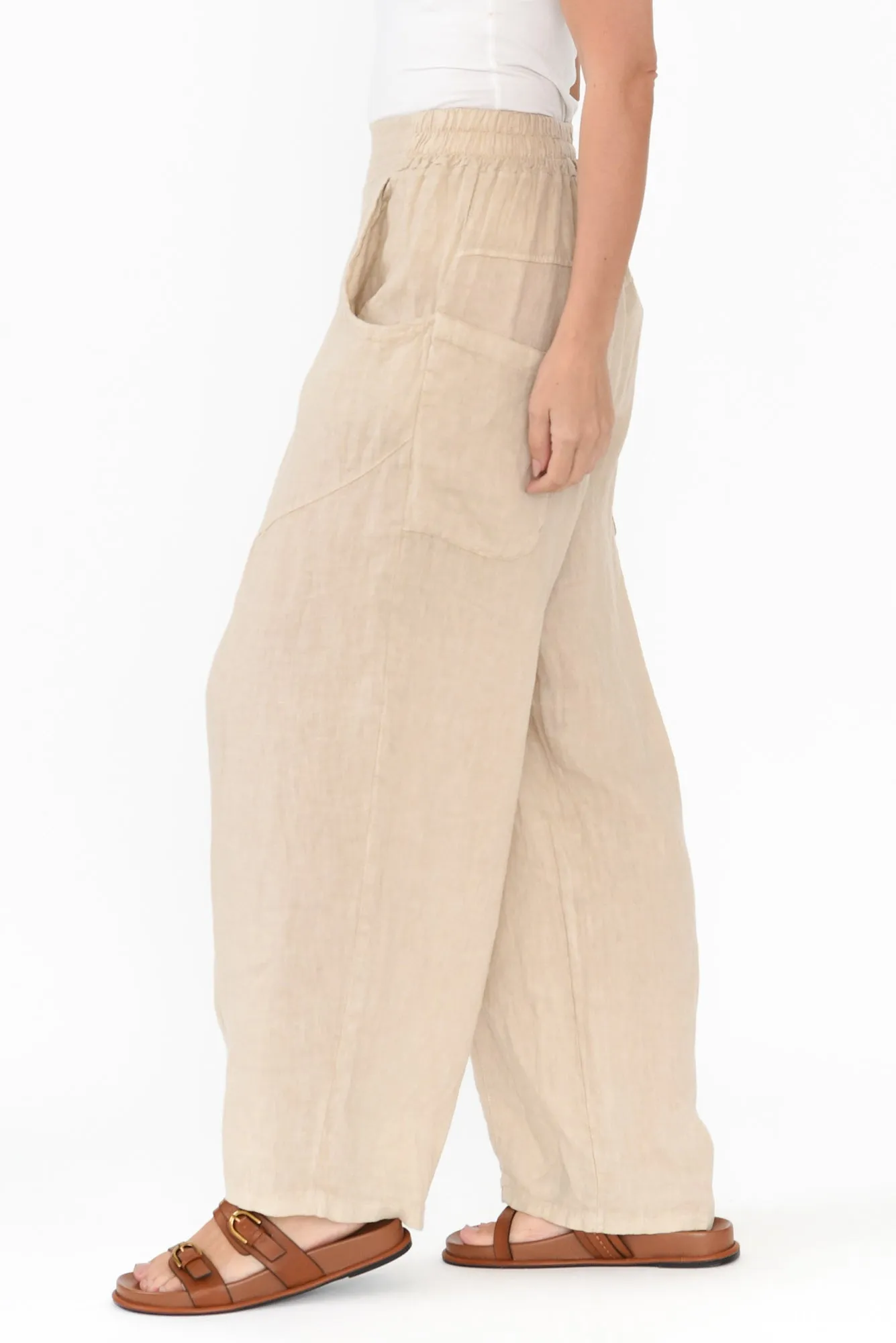 Klaus Beige Linen Pocket Pants sold by Blue Bungalow product image thumbnail 3