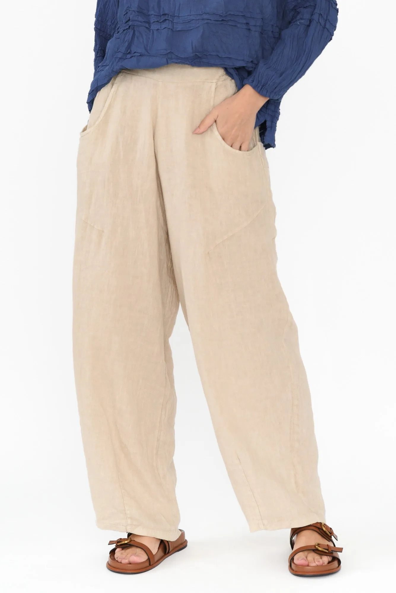 Klaus Beige Linen Pocket Pants sold by Blue Bungalow