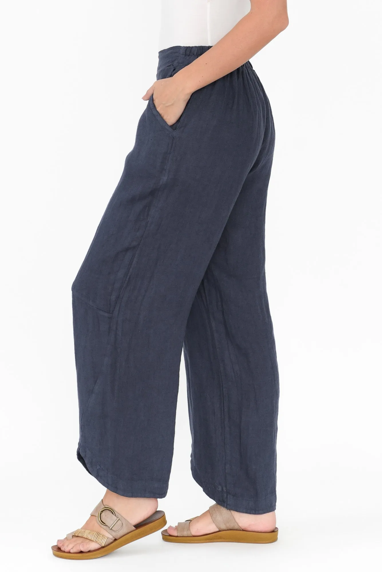 Boston Navy Linen Pocket Pants sold by Blue Bungalow product image thumbnail 3