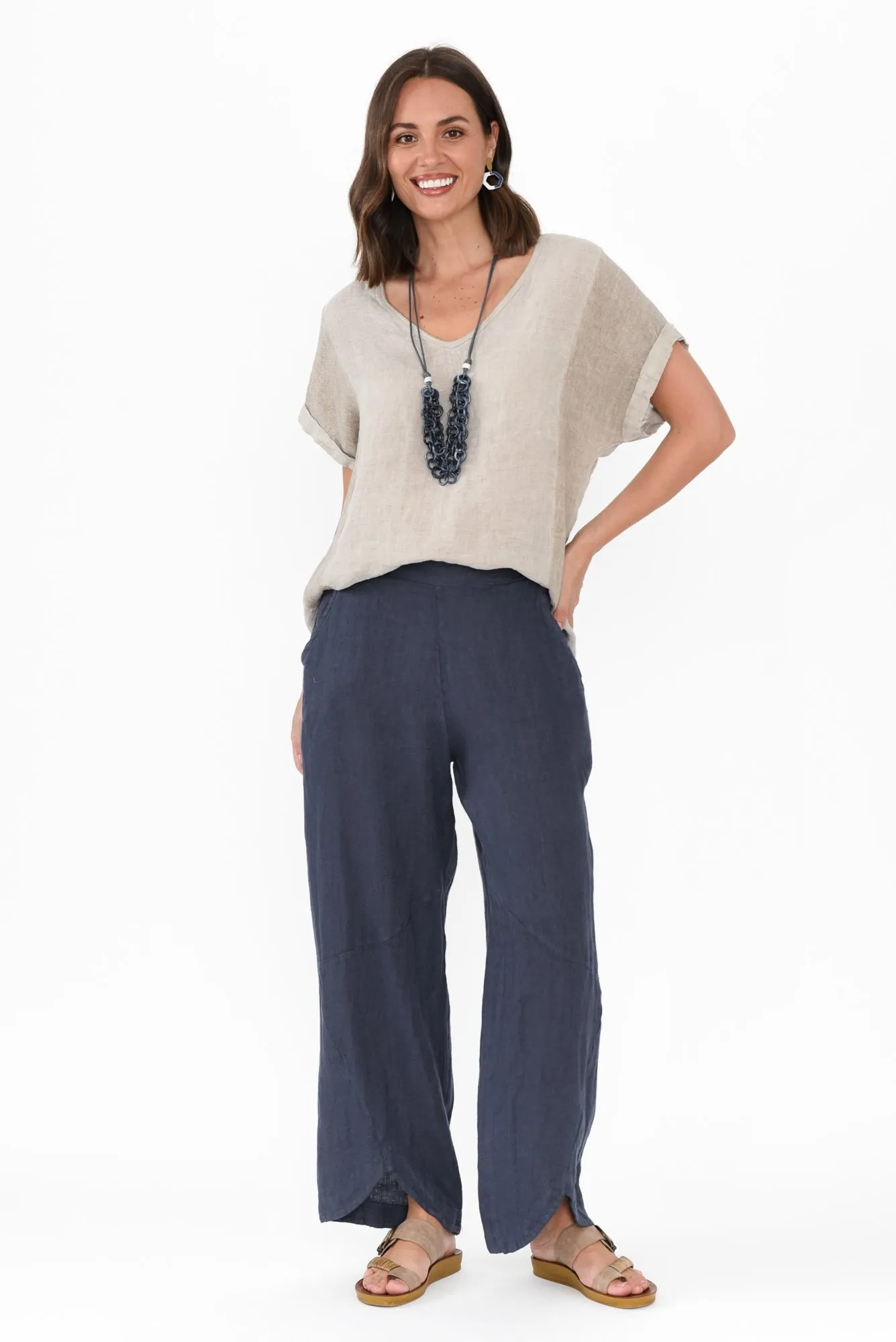 Boston Navy Linen Pocket Pants sold by Blue Bungalow product image thumbnail 2