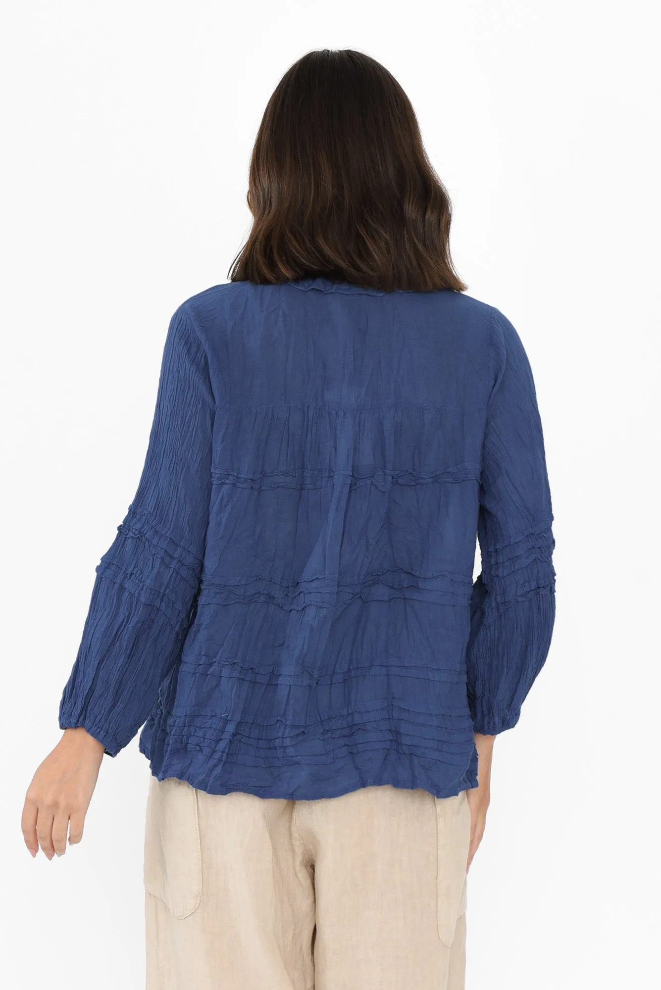Palmer Cobalt Cotton Long Sleeve Top sold by Blue Bungalow product image thumbnail 4