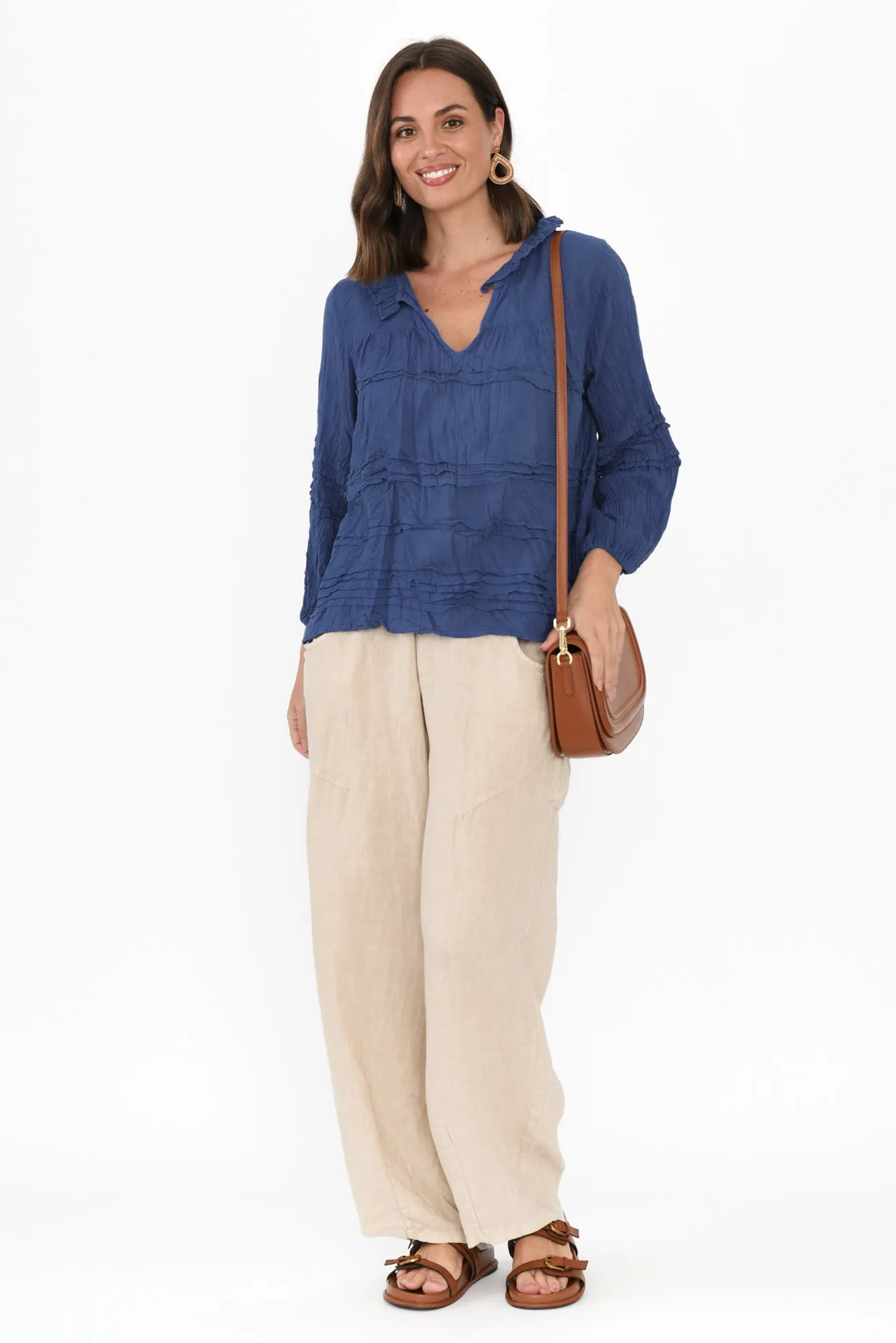 Palmer Cobalt Cotton Long Sleeve Top sold by Blue Bungalow product image thumbnail 2