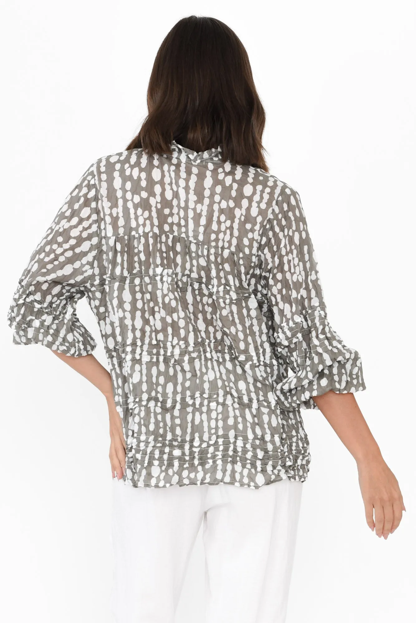 Palmer Grey Speckle Cotton Long Sleeve Top sold by Blue Bungalow product image thumbnail 4
