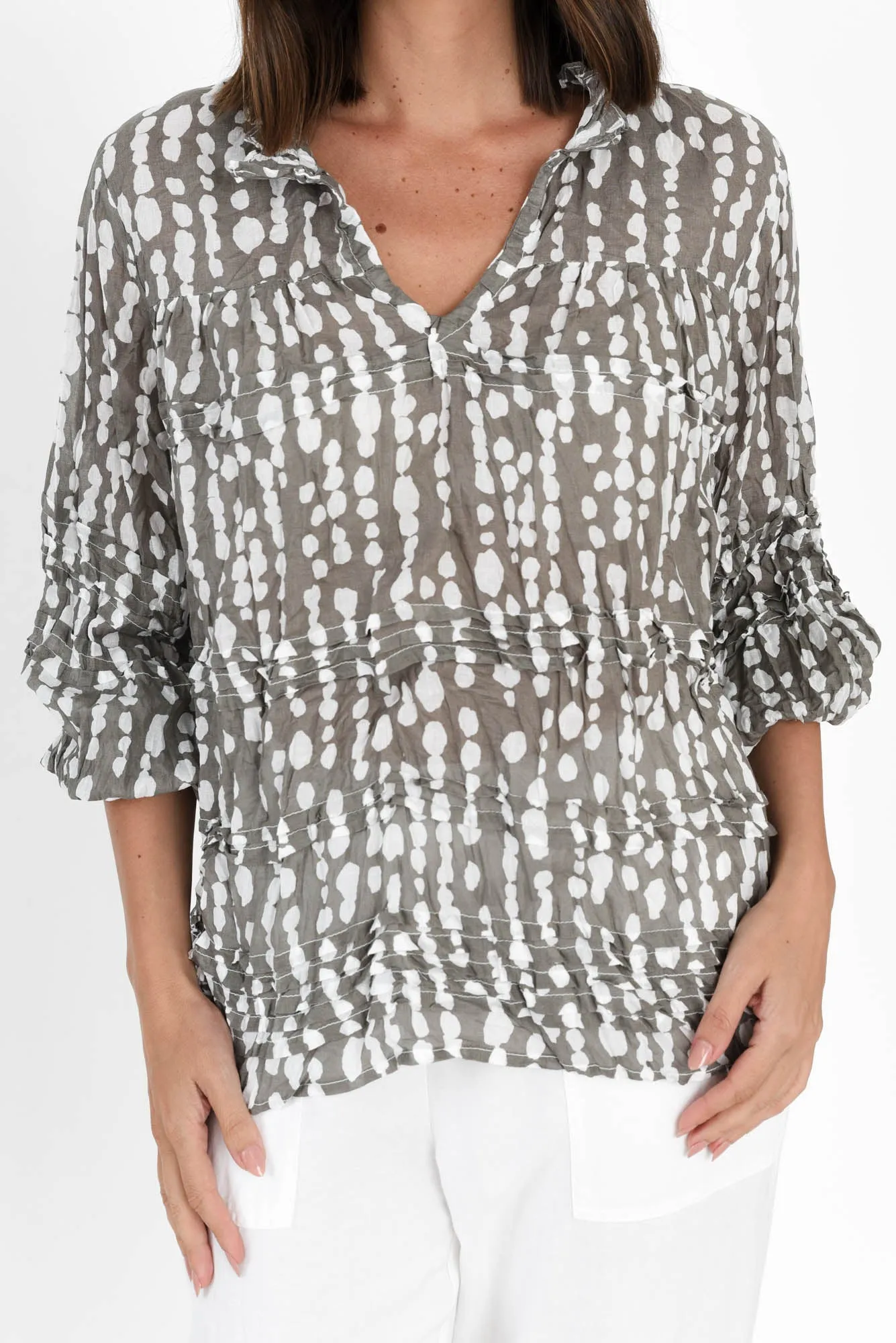 Palmer Grey Speckle Cotton Long Sleeve Top sold by Blue Bungalow product image thumbnail 5