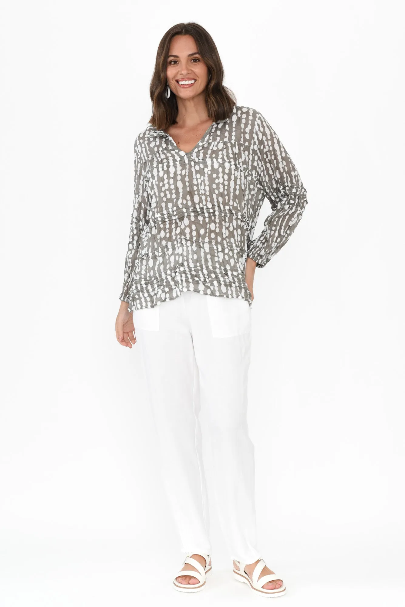 Palmer Grey Speckle Cotton Long Sleeve Top sold by Blue Bungalow product image thumbnail 2