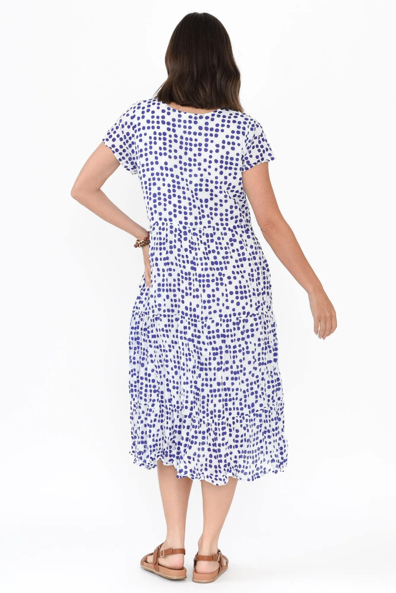 Carmen Blue Confetti Crinkle Cotton Dress sold by Blue Bungalow product image thumbnail 4