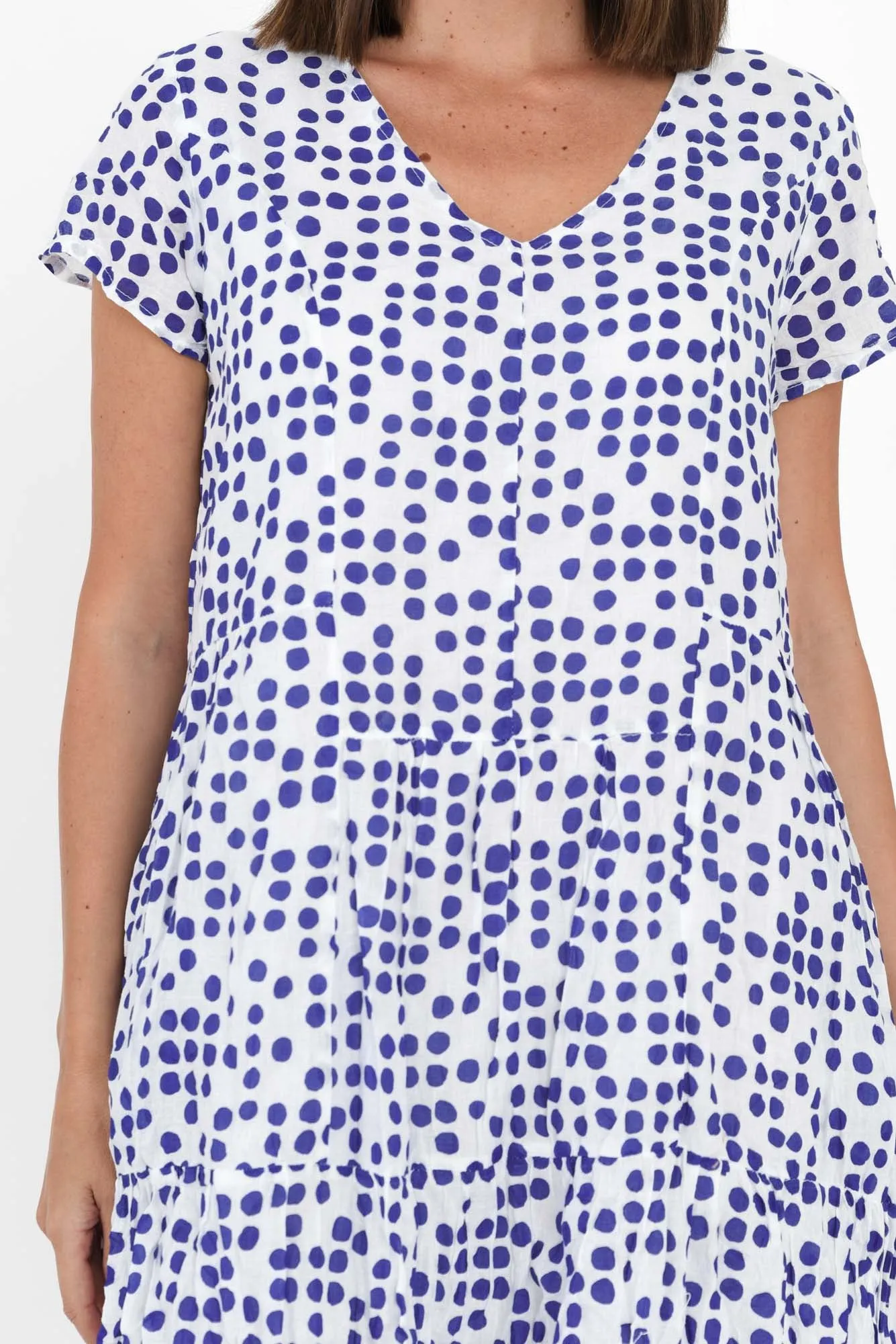 Carmen Blue Confetti Crinkle Cotton Dress sold by Blue Bungalow product image thumbnail 5