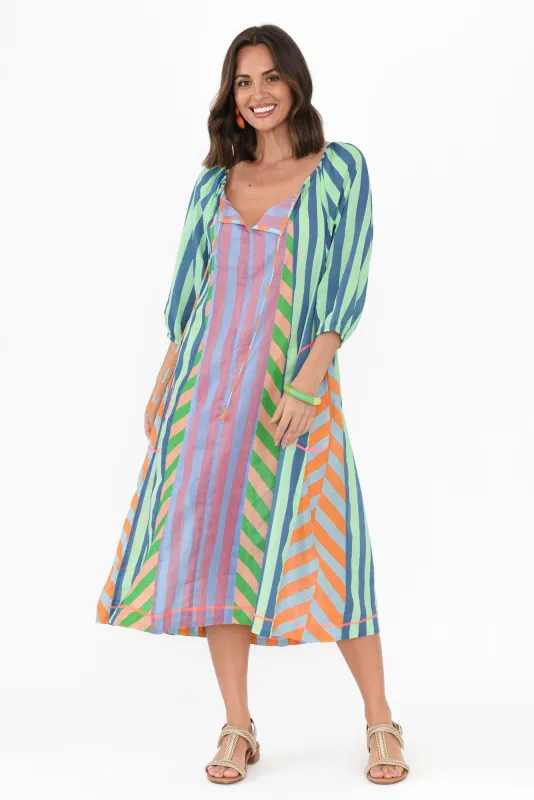 Hattie Blue Stripe Cotton Pocket Dress sold by Blue Bungalow