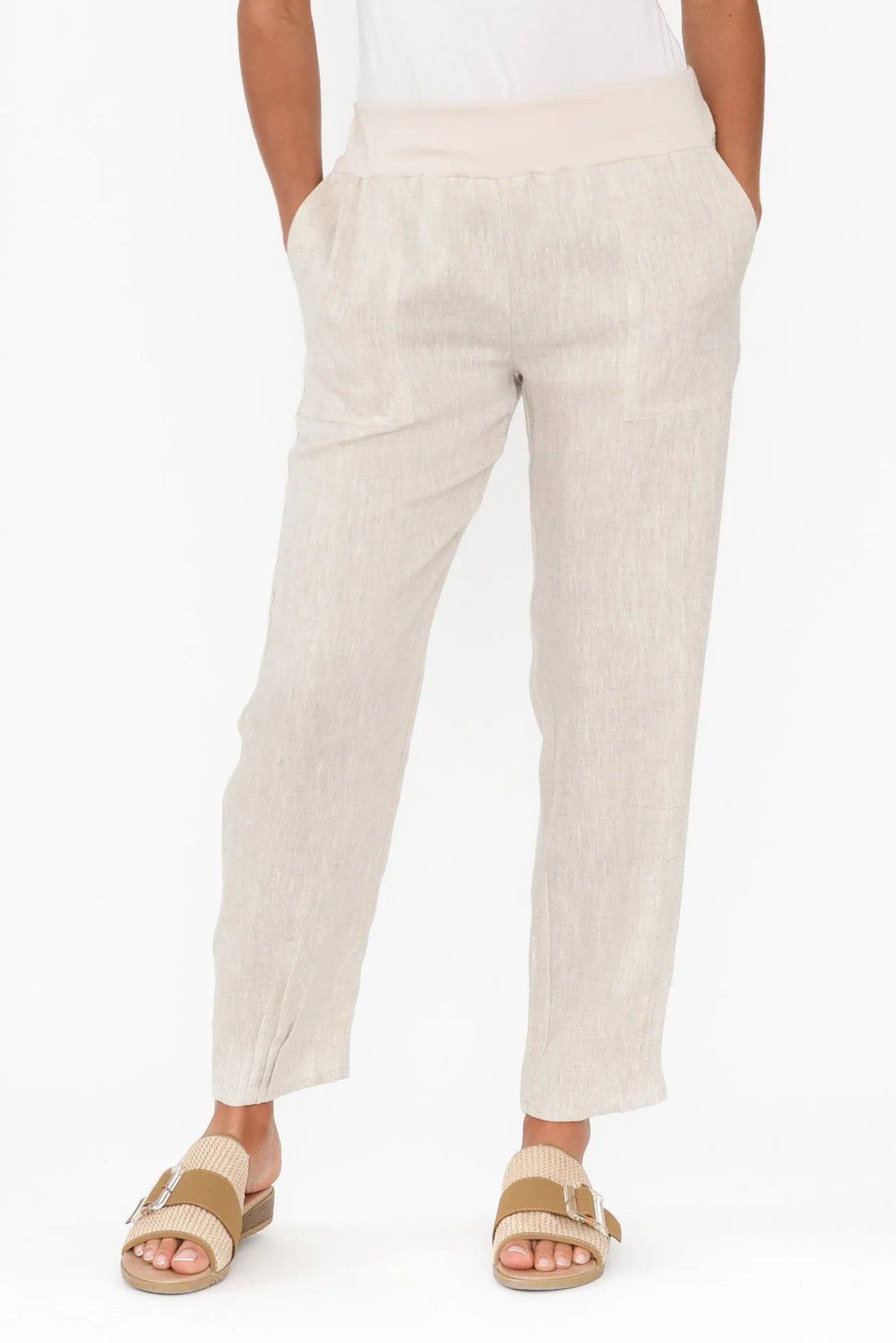Hudson Natural Linen Pocket Pants sold by Blue Bungalow