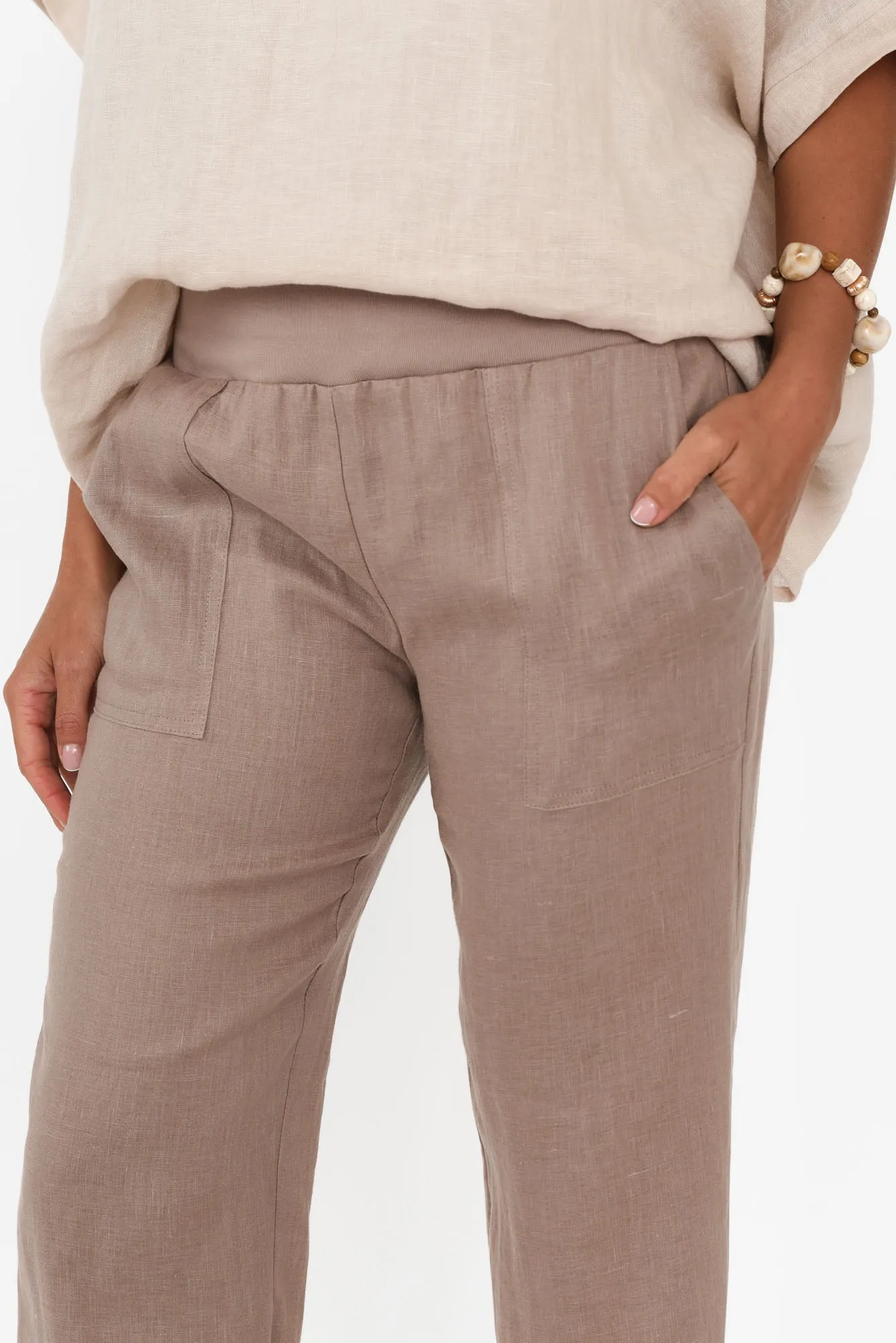 Hudson Mocha Linen Pocket Pants sold by Blue Bungalow product image thumbnail 5