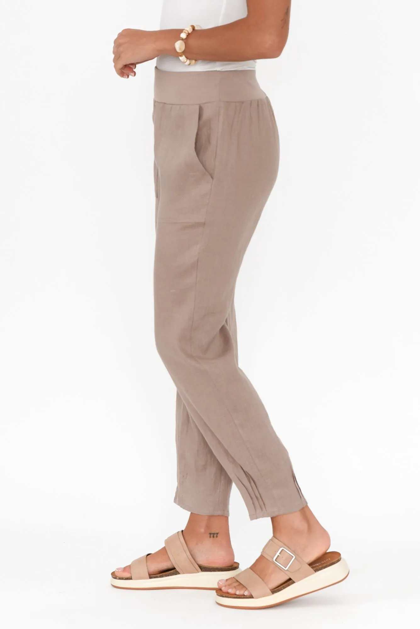 Hudson Mocha Linen Pocket Pants sold by Blue Bungalow product image thumbnail 3