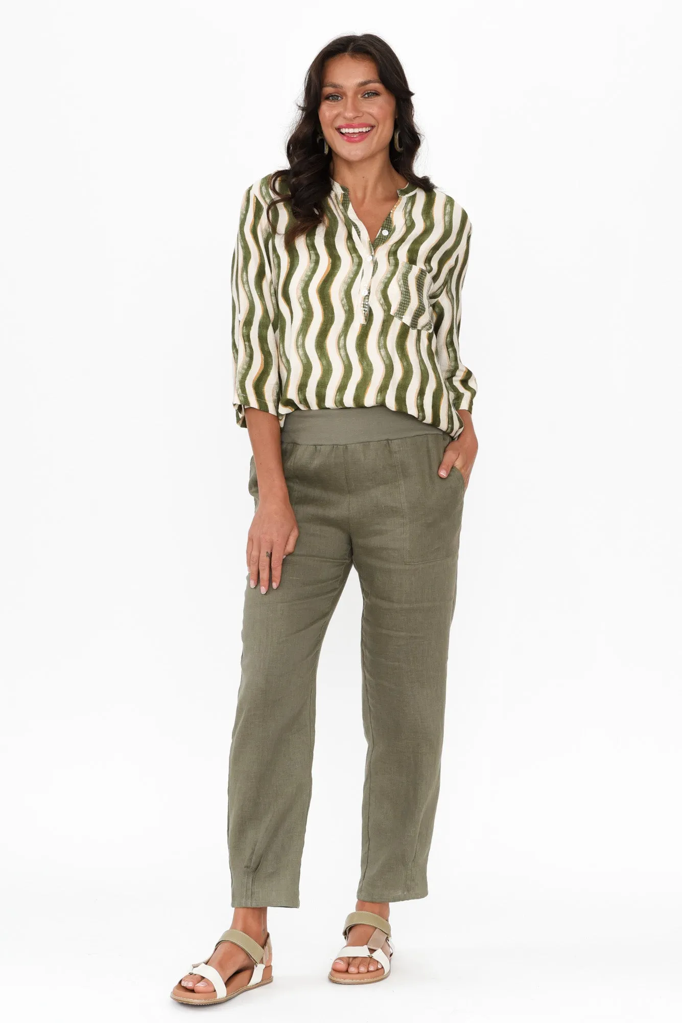 Hudson Olive Linen Pocket Pants sold by Blue Bungalow product image thumbnail 2