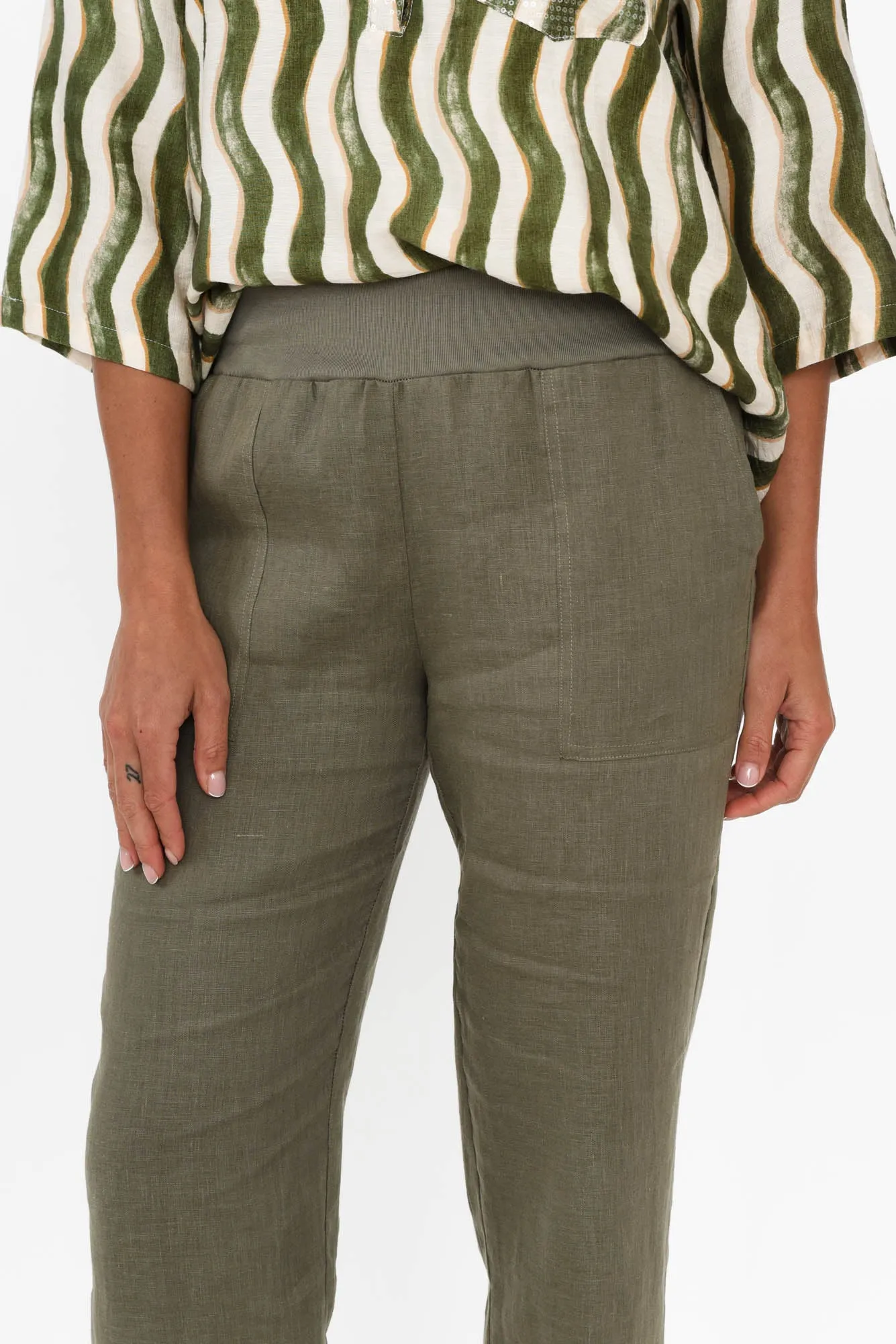 Hudson Olive Linen Pocket Pants sold by Blue Bungalow product image thumbnail 5
