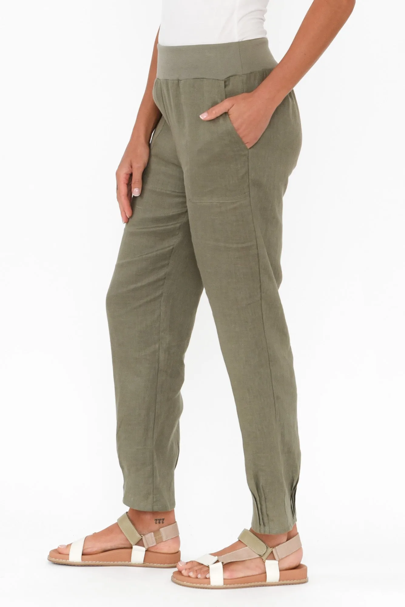Hudson Olive Linen Pocket Pants sold by Blue Bungalow product image thumbnail 3