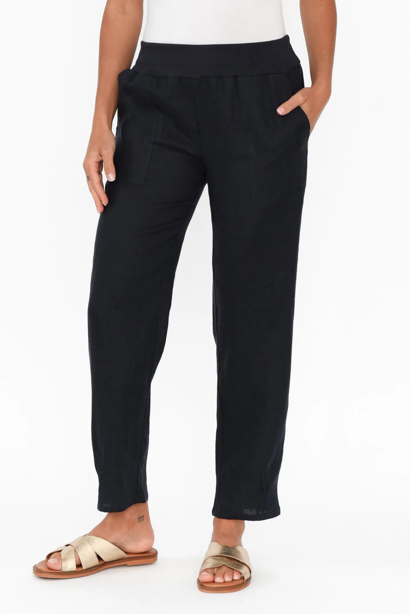 Hudson Navy Linen Pocket Pants sold by Blue Bungalow