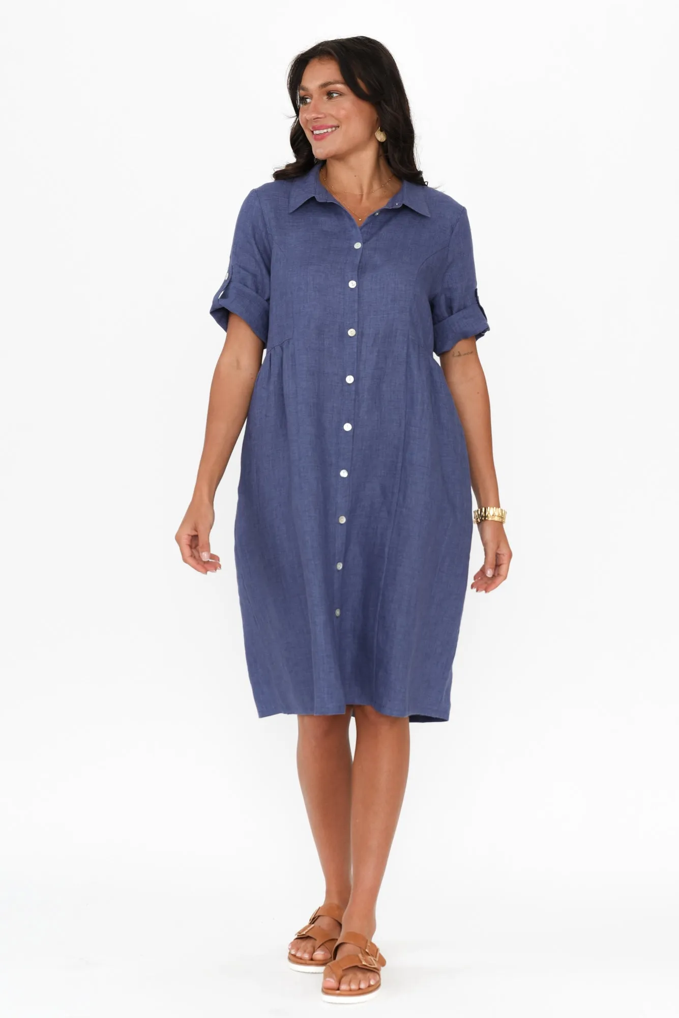 Katy Blue Linen Pocket Dress sold by Blue Bungalow product image thumbnail 2