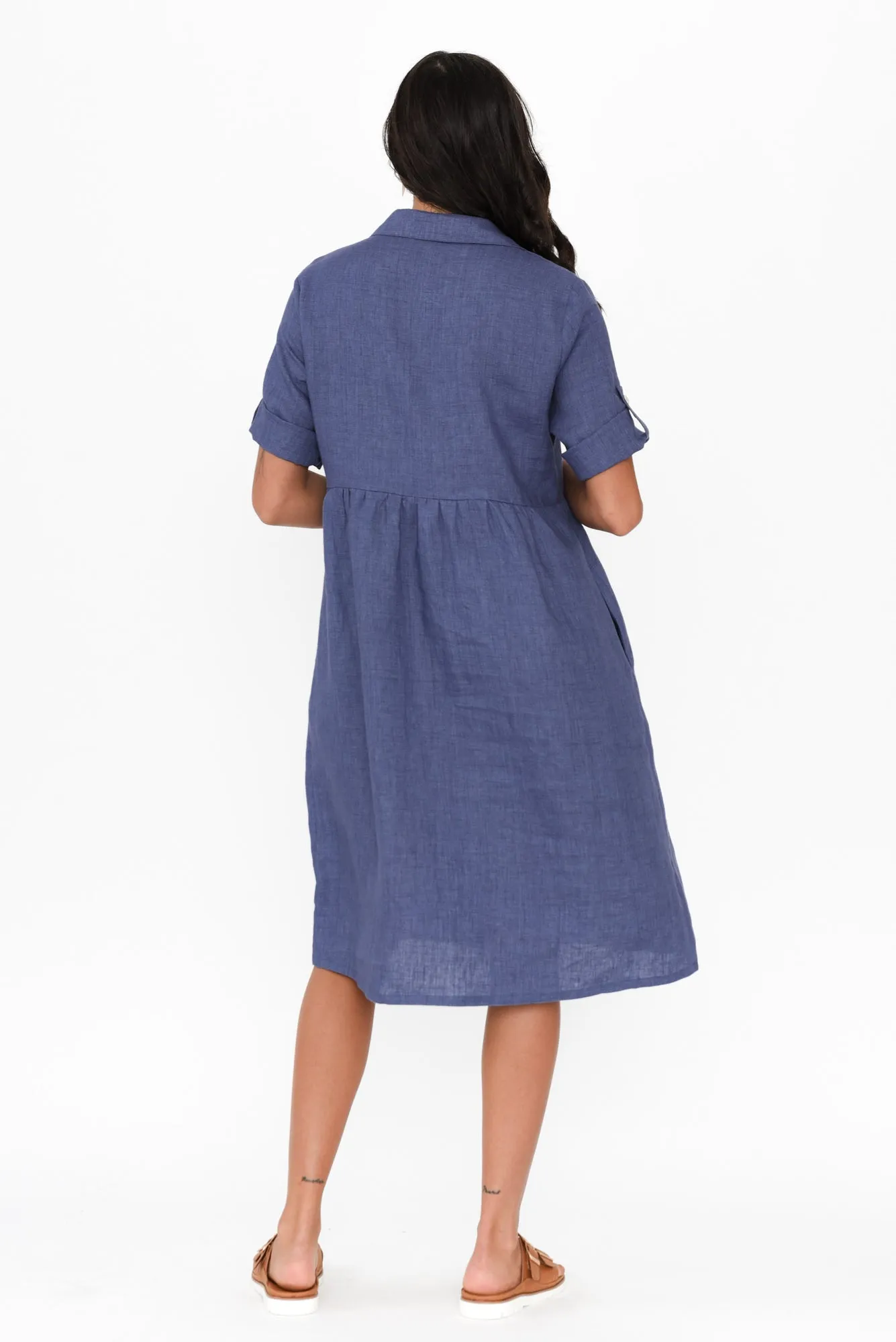 Katy Blue Linen Pocket Dress sold by Blue Bungalow product image thumbnail 4