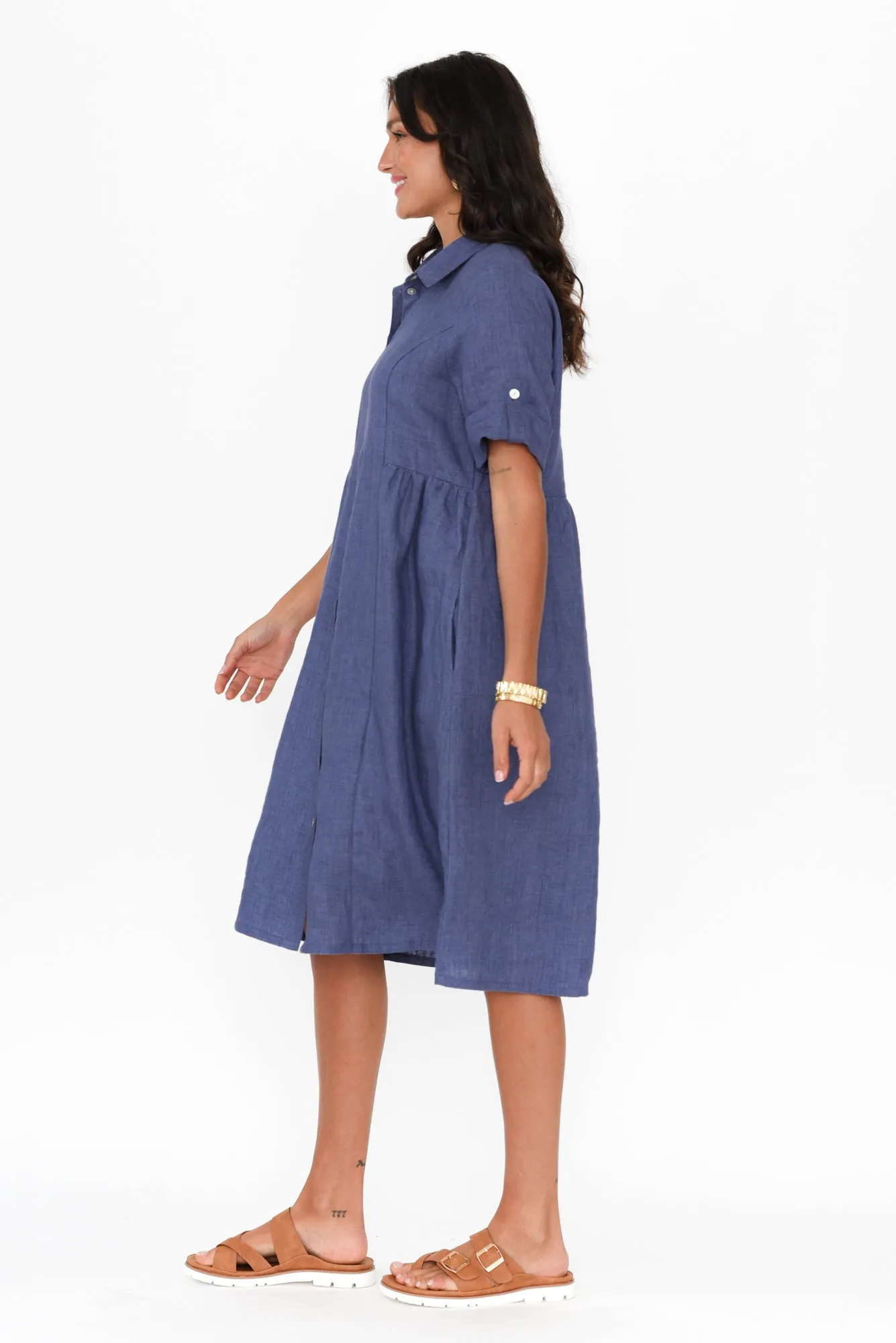 Katy Blue Linen Pocket Dress sold by Blue Bungalow product image thumbnail 3