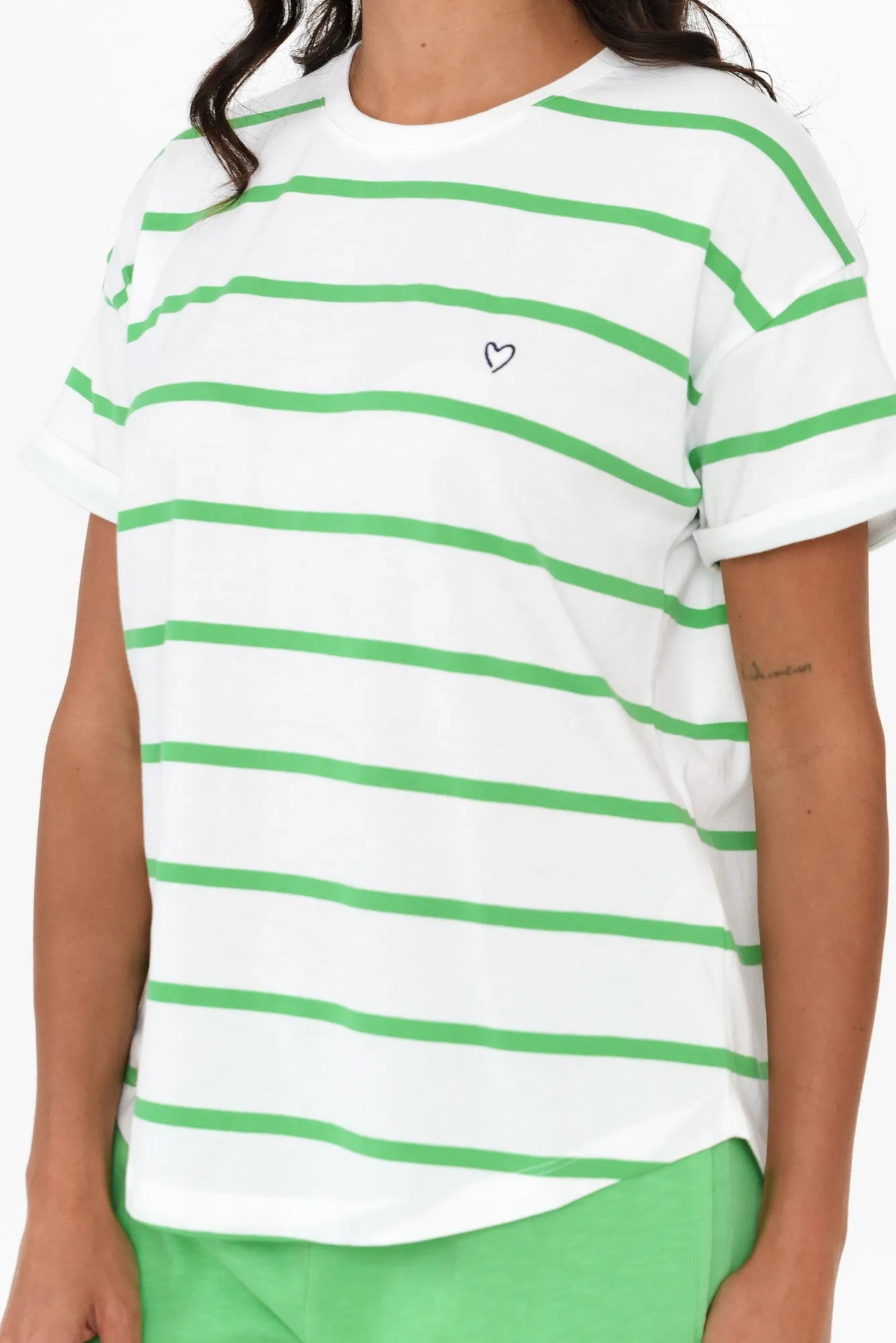 Halli Green Stripe Cotton Tee sold by Blue Bungalow product image thumbnail 5