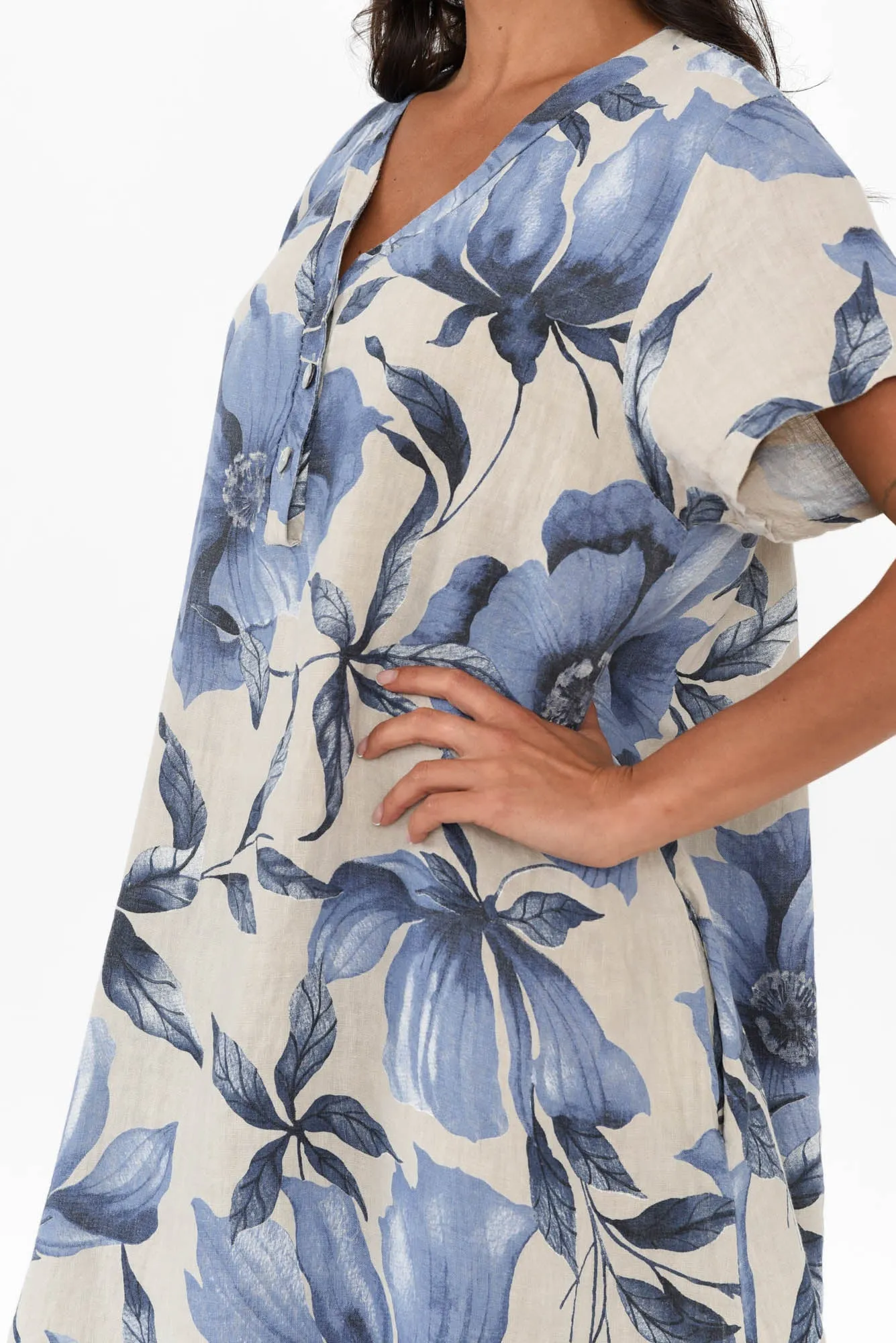 Louisiana Taupe Floral Button Dress sold by Blue Bungalow product image thumbnail 5