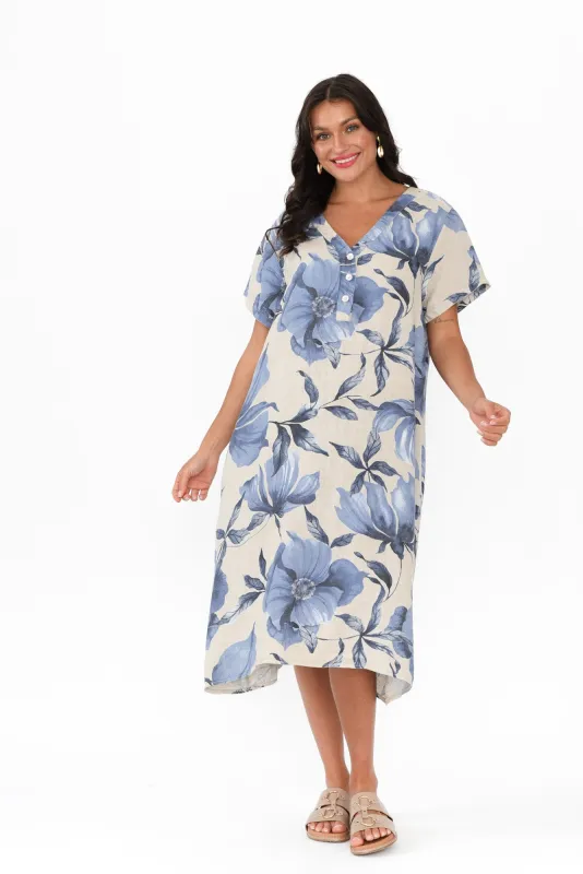 Louisiana Taupe Floral Button Dress sold by Blue Bungalow