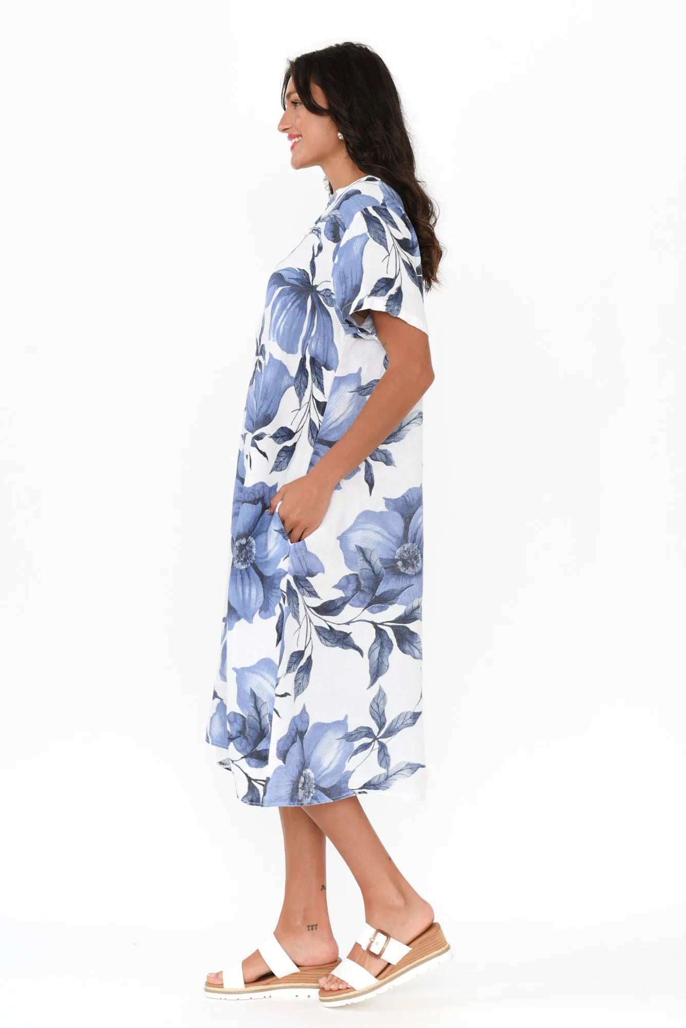 Louisiana White Floral Button Dress sold by Blue Bungalow product image thumbnail 3