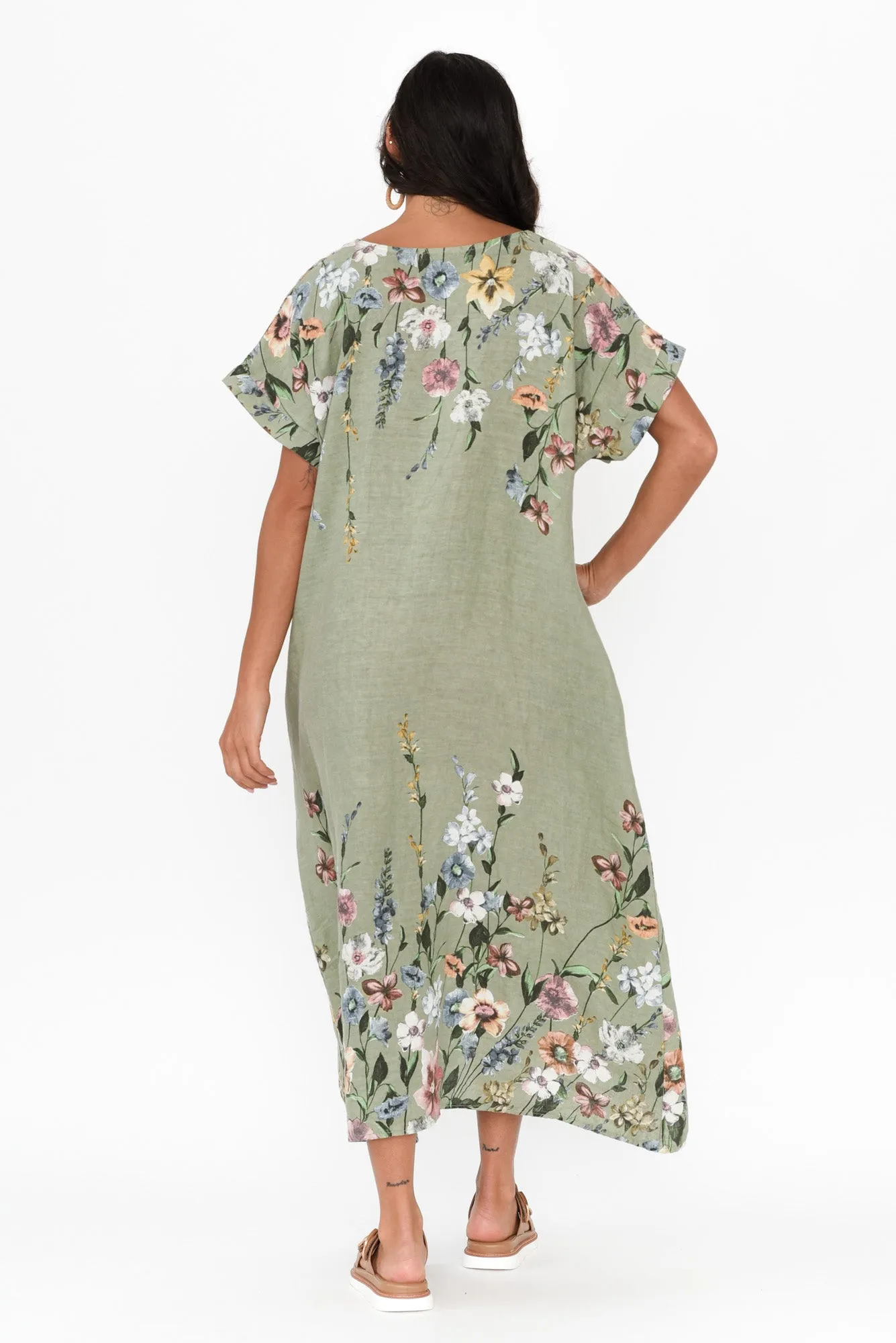 Morrison Sage Floral Linen Pocket Dress sold by Blue Bungalow product image thumbnail 4
