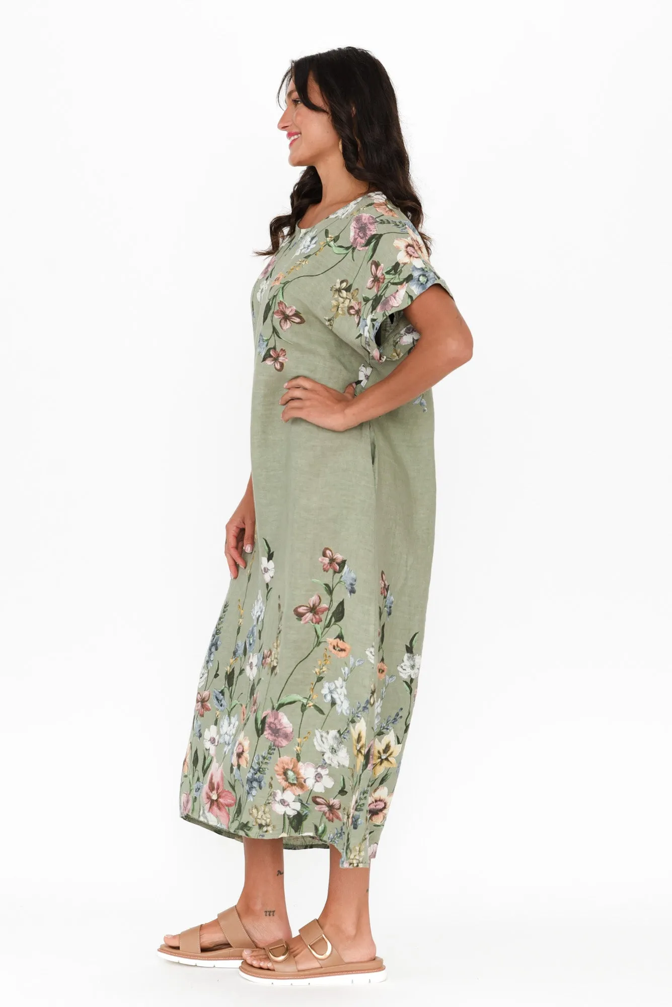 Morrison Sage Floral Linen Pocket Dress sold by Blue Bungalow product image thumbnail 3
