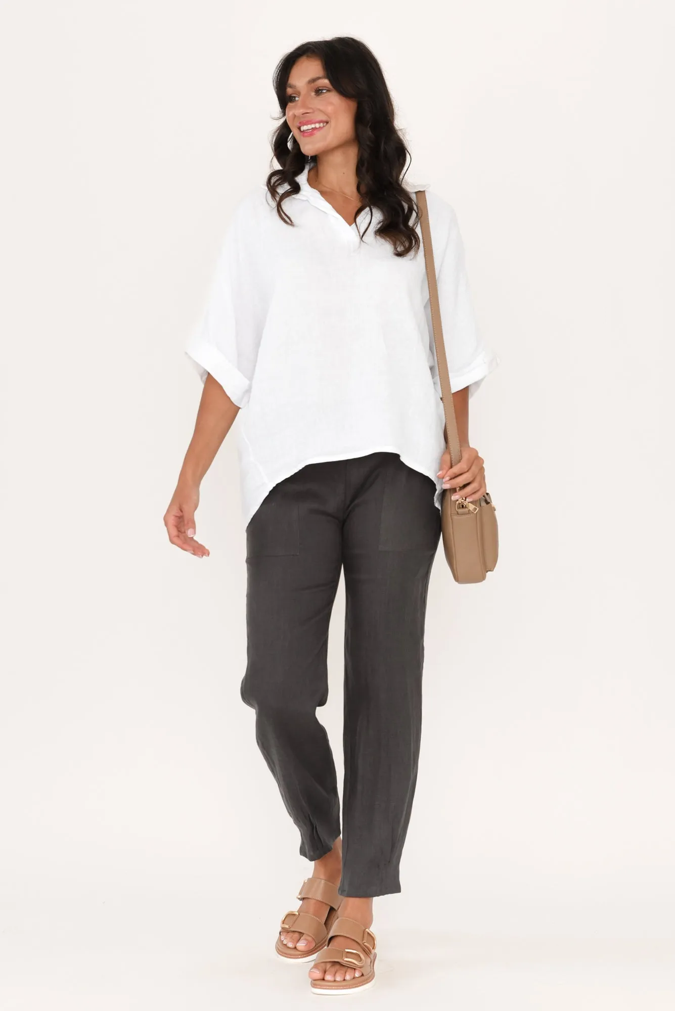 Anessa White Linen Collared Top sold by Blue Bungalow product image thumbnail 2