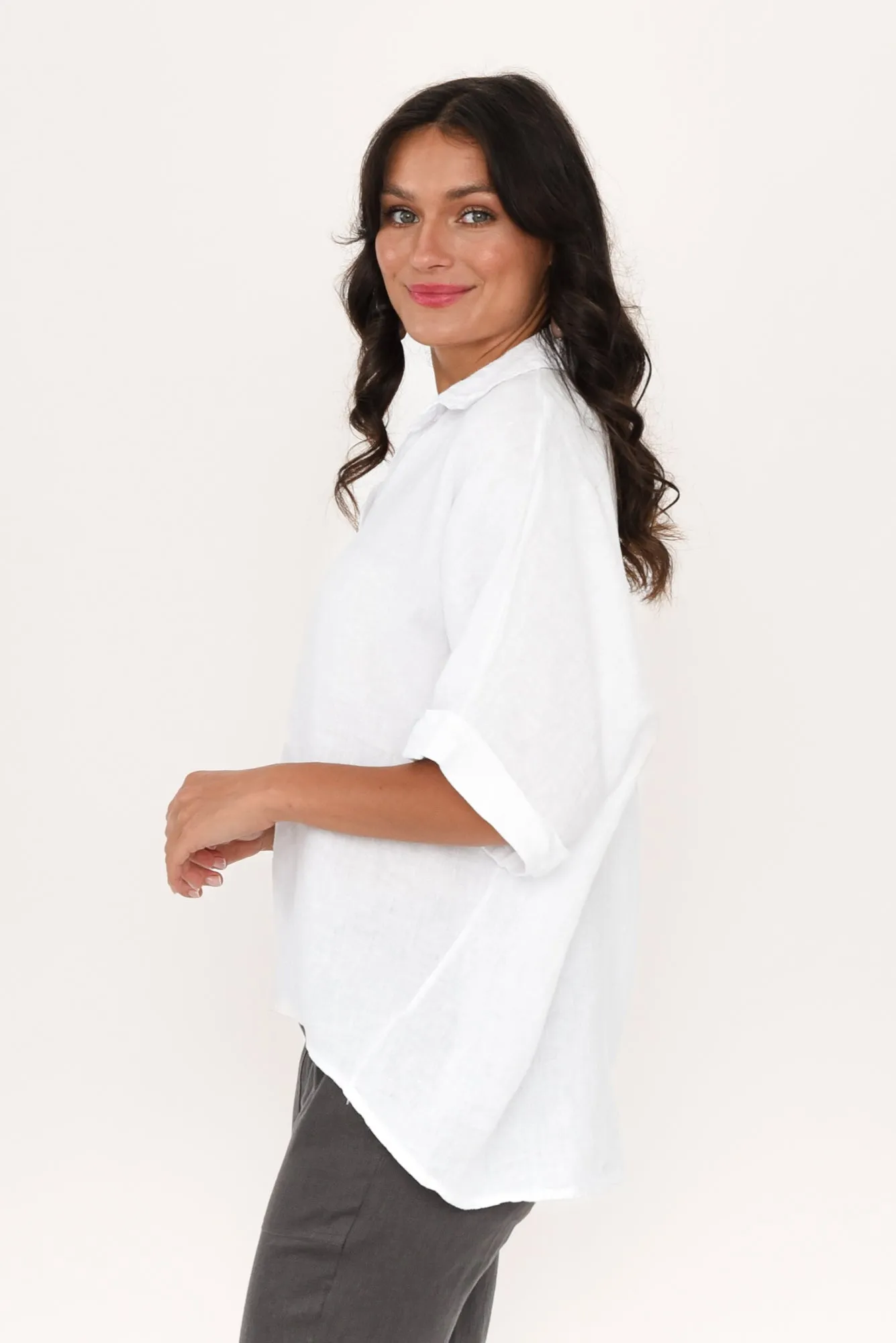 Anessa White Linen Collared Top sold by Blue Bungalow product image thumbnail 3