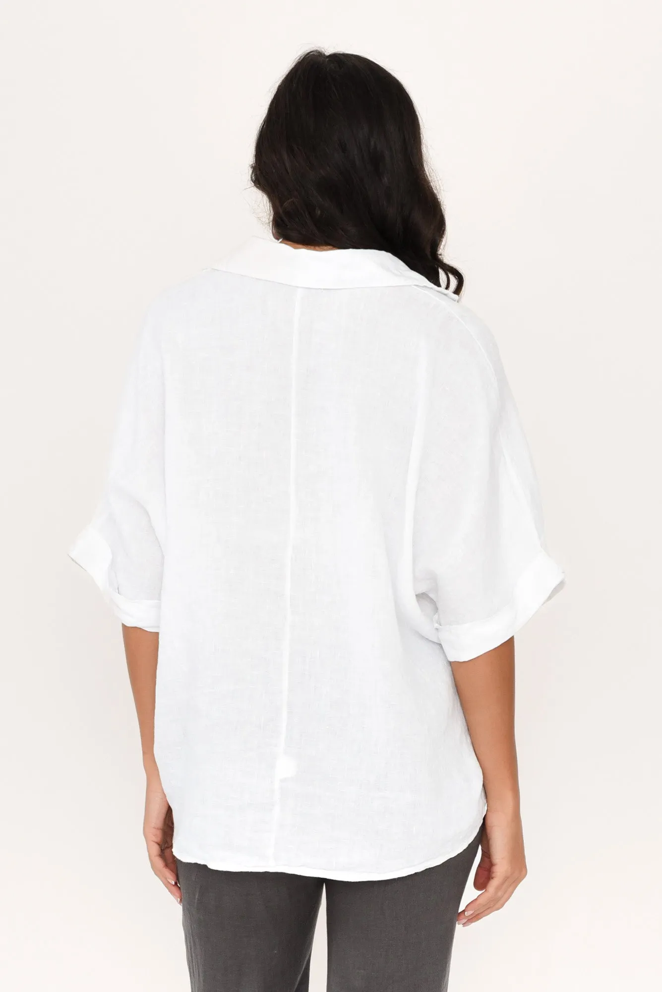 Anessa White Linen Collared Top sold by Blue Bungalow product image thumbnail 4
