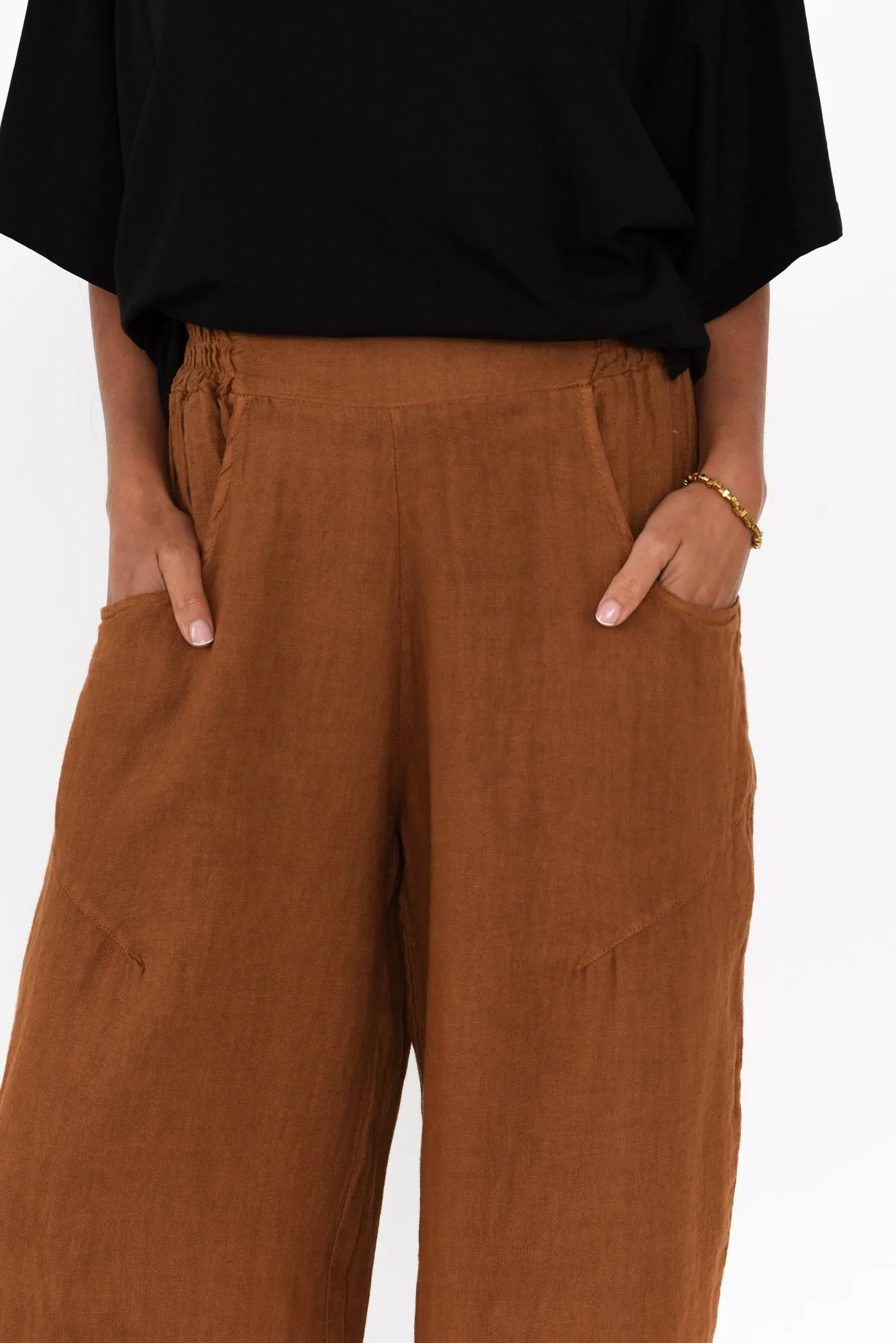 Klaus Tan Linen Pocket Pants sold by Blue Bungalow product image thumbnail 5