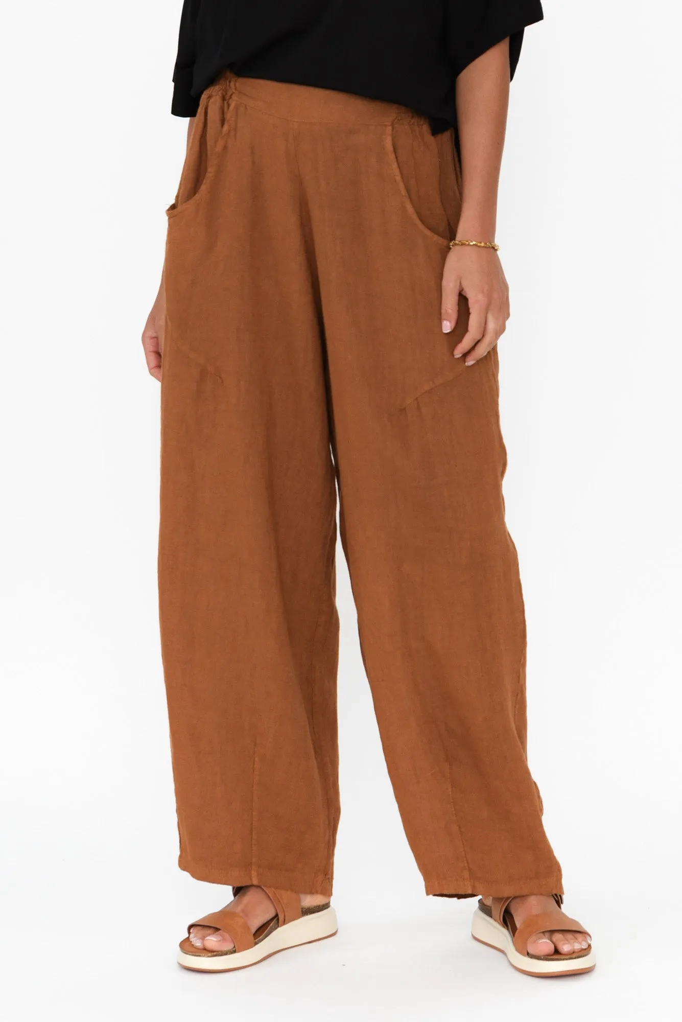 Klaus Tan Linen Pocket Pants sold by Blue Bungalow