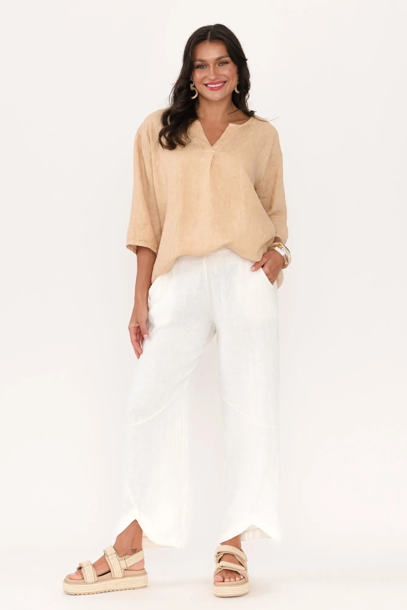 Boston Cream Linen Pocket Pants sold by Blue Bungalow product image thumbnail 2