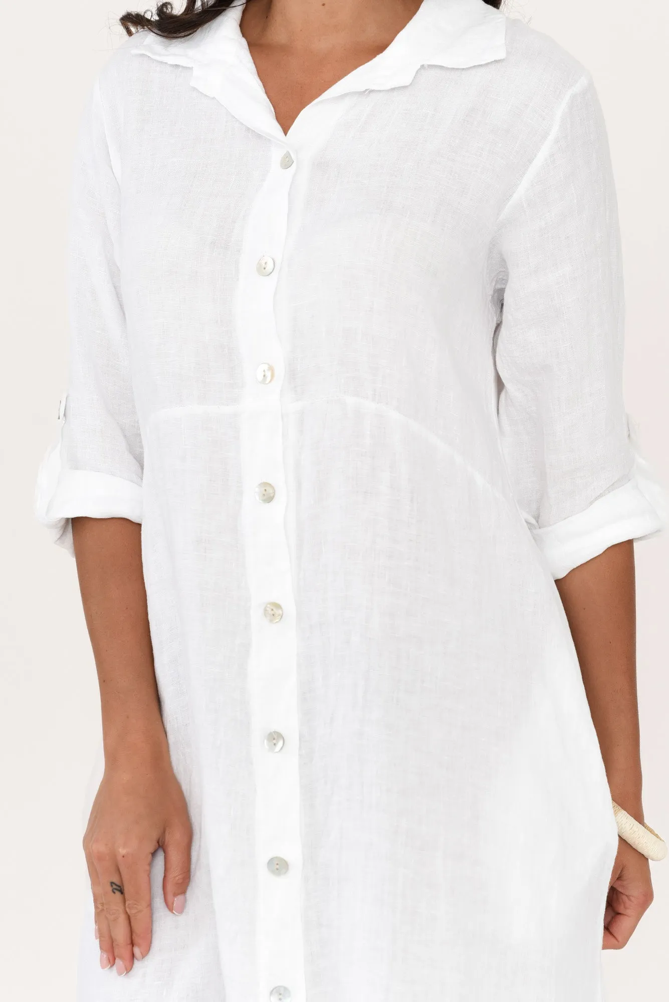 Elin White Linen Shirt Dress sold by Blue Bungalow product image thumbnail 5