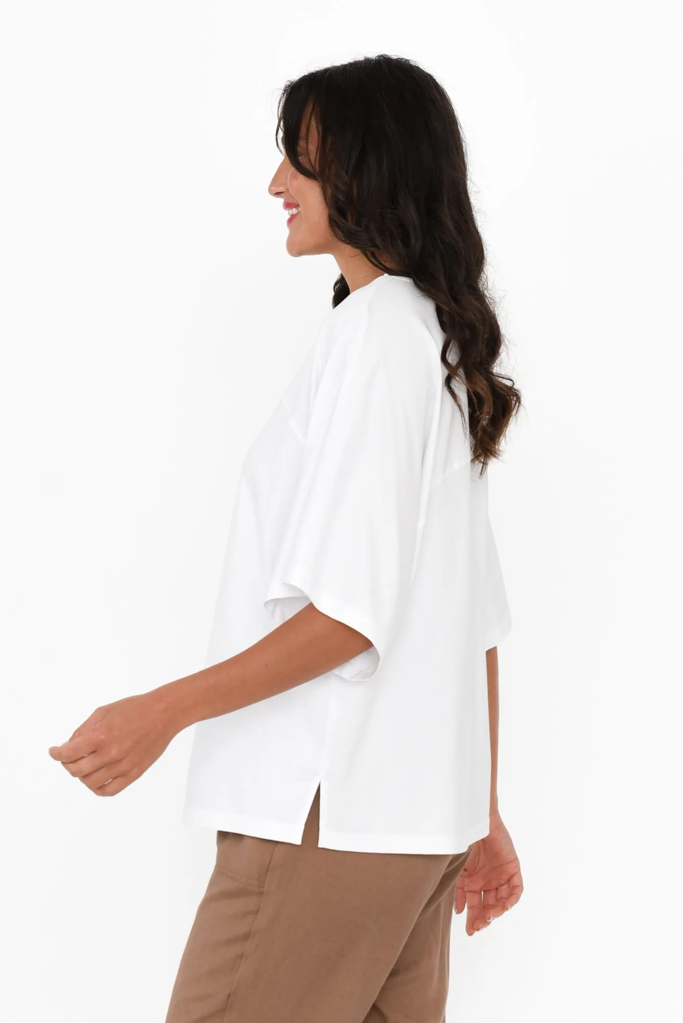 Yoke White Cotton Wide Sleeve Tee sold by Blue Bungalow product image thumbnail 3