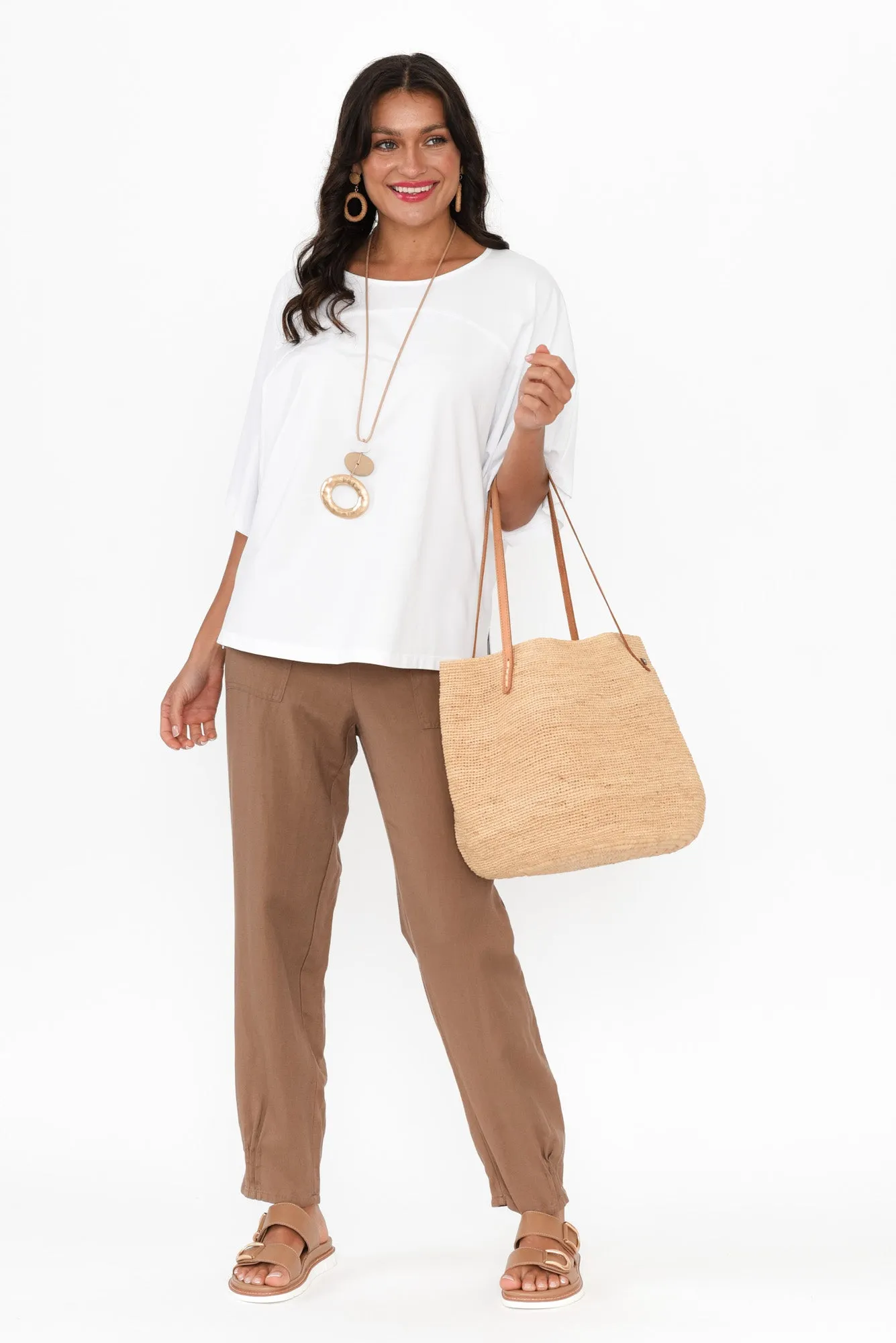 Yoke White Cotton Wide Sleeve Tee sold by Blue Bungalow product image thumbnail 2