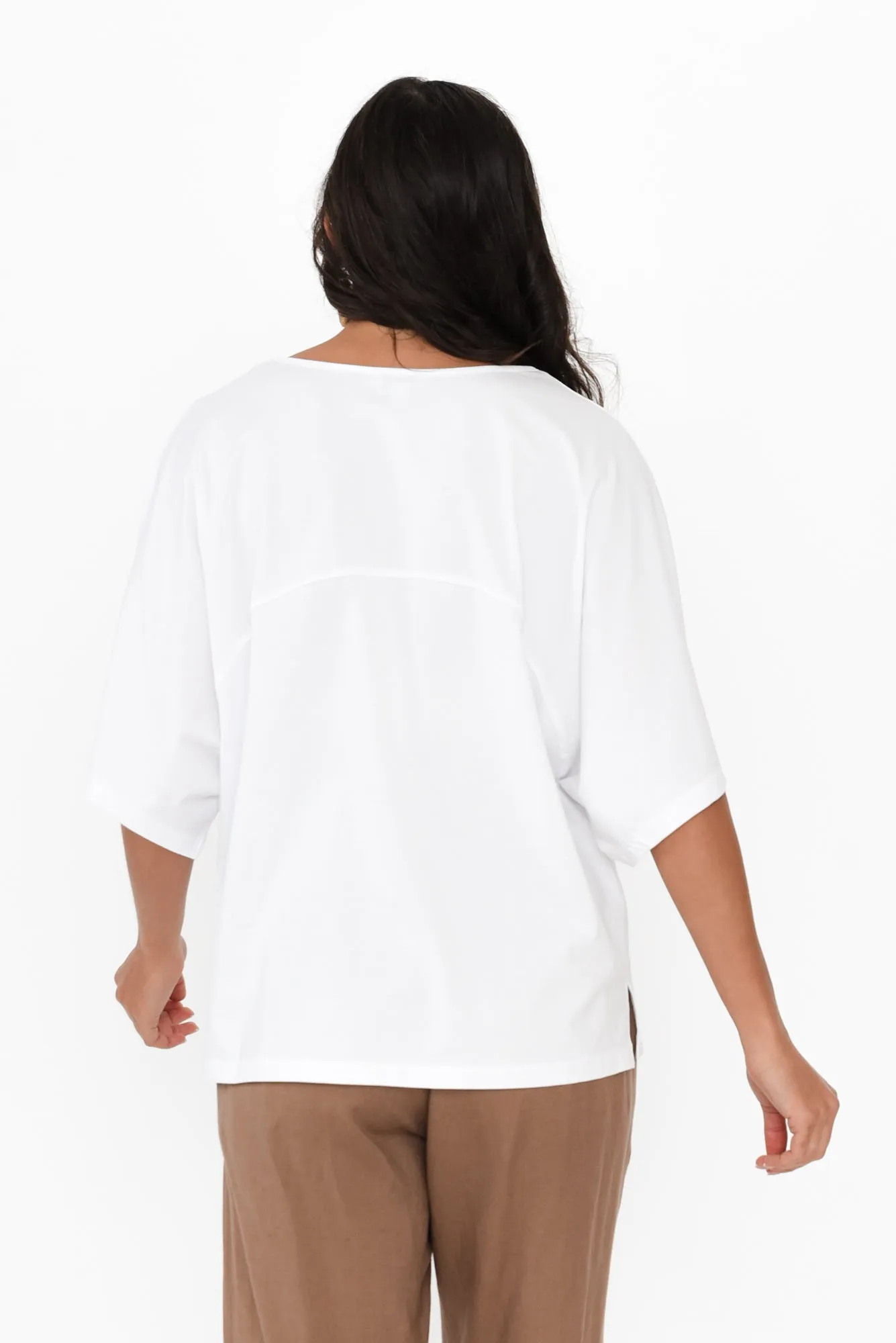 Yoke White Cotton Wide Sleeve Tee sold by Blue Bungalow product image thumbnail 4