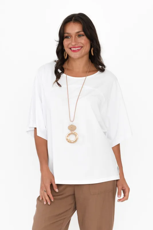 Yoke White Cotton Wide Sleeve Tee sold by Blue Bungalow