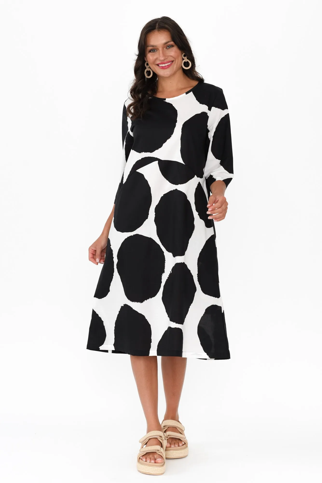 Hannah Black Spot Cotton Dress sold by Blue Bungalow