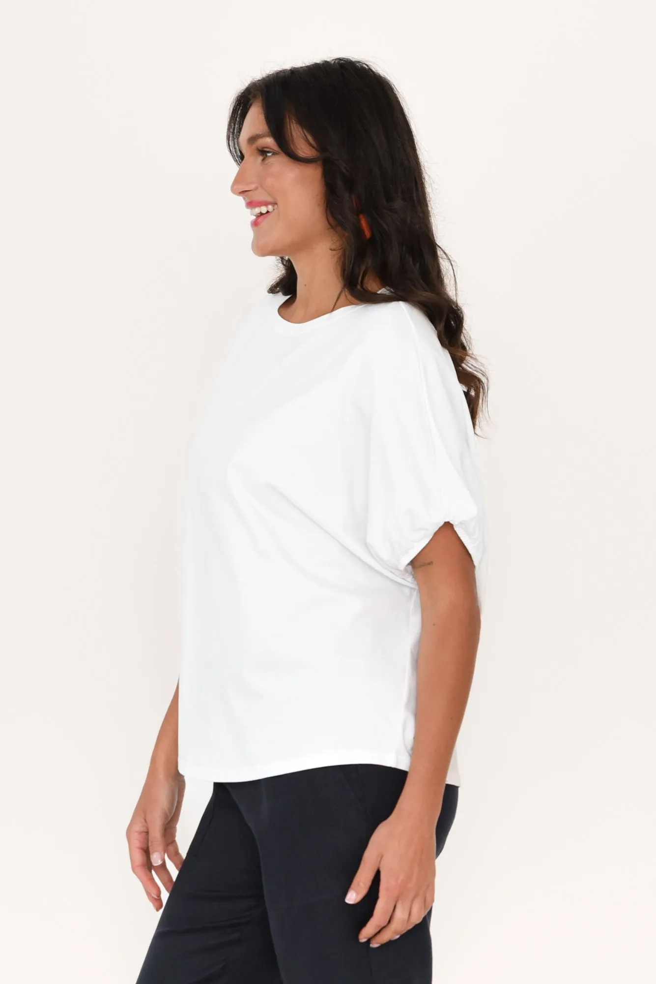 Kimiko White Cotton Puff Sleeve Tee sold by Blue Bungalow product image thumbnail 3